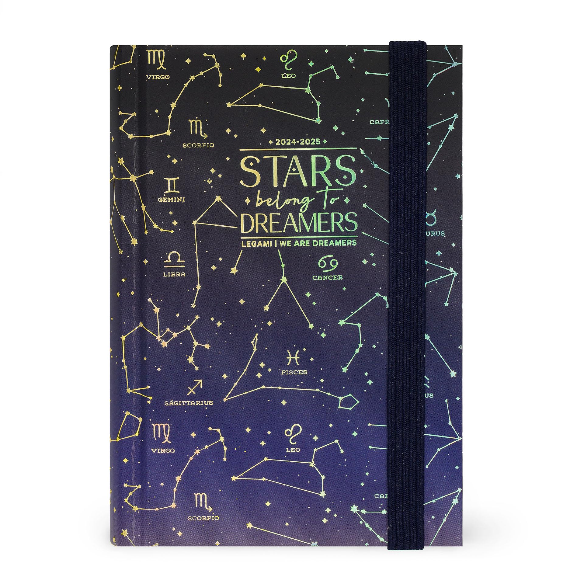 Legami - 2024-2025 Photo Daily Diary, 16 Months Small, September 2024 to December 2025, Elastic Closure, FSC Certified Paper, Monthly Planner, 9.5 x 13.5 cm, Stars Theme