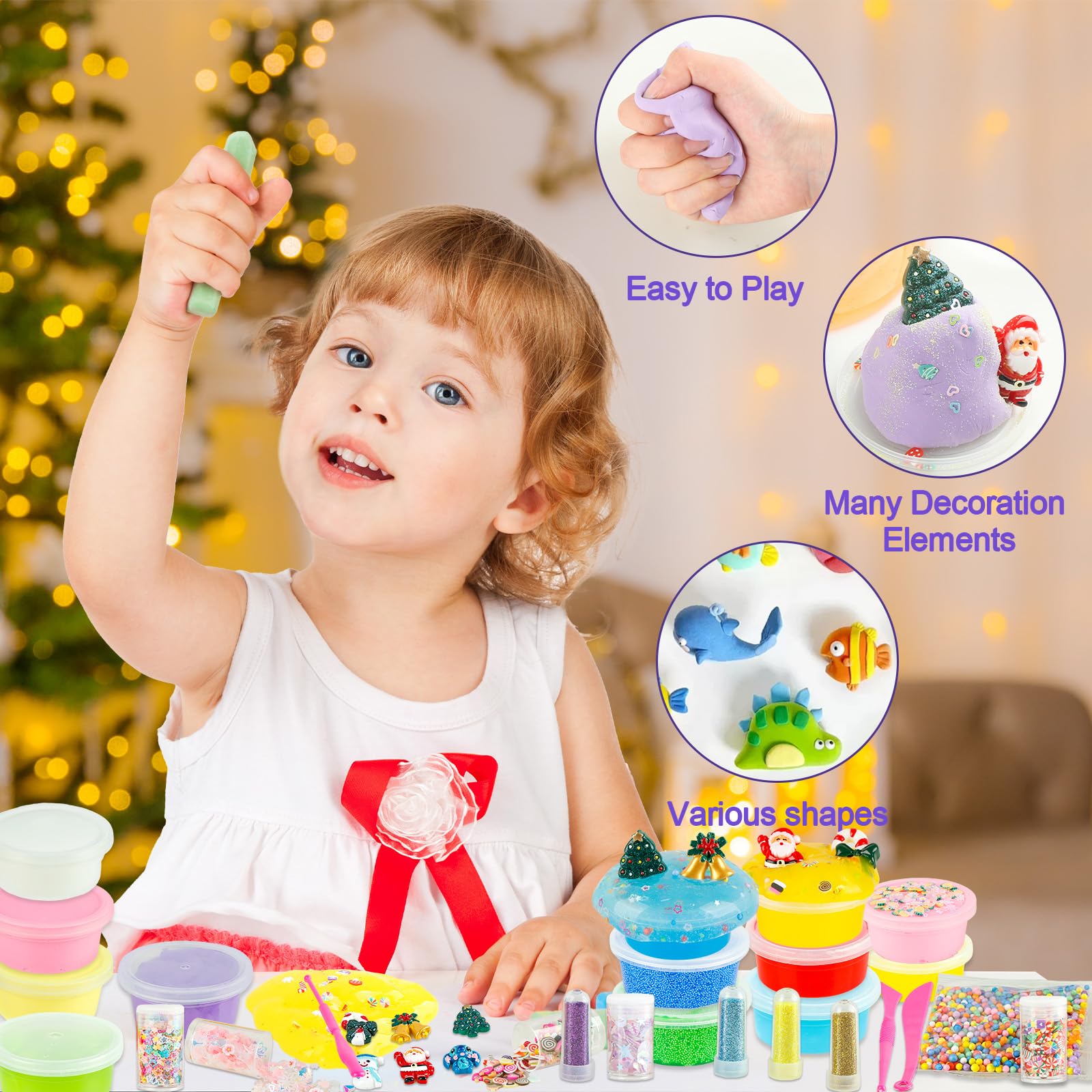 Calendrier De L'Avent Filles Slime 12 Packs De Slimes Sur Le Thème De Noël Et 12 Pièces De Décoration De Slime Calendrier De L'Avent 24 Jours Cadeaux Pour Enfants Garçons Filles