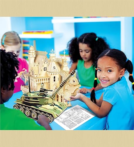 Miniatura 6 de Puzzled Rompecabezas 3D Colorido Tanque Madera Artesanía Kit de Construcción Divertido, Único y Educativo DIY Juguete Militar de Madera Montaje