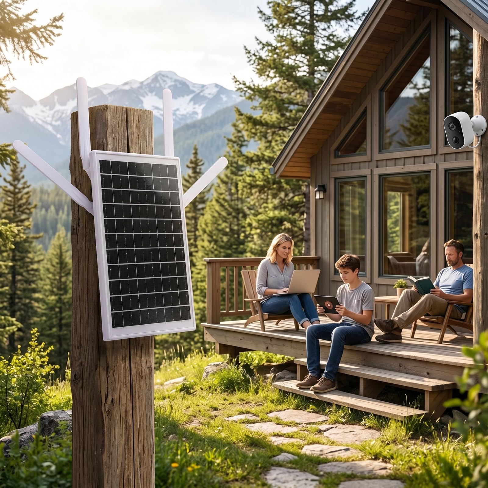 Router 4G LTE Solar para Exterior, Extensor WiFi 6 Solar con Ranura para Tarjeta SIM, Batería de 18000mAh y Panel de 12W, Repetidor WiFi Solar Impermeable IP66 de Largo Alcance