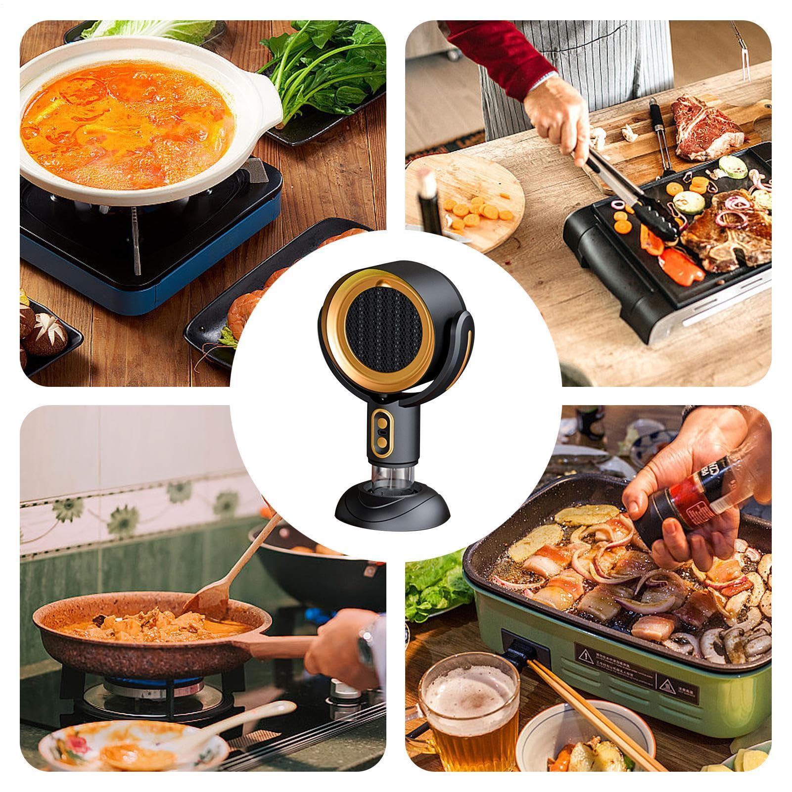 Campana Extractora Portátil para Cocina - Ventilación Recargable 3000 mAh, Campanas de Cocina con Rotación de 360 Grados, Extractor de Aire Portátil para Cocinar y Uso en Escritorio