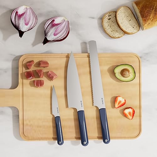 Miniatura 9 de CIARRA Juego de 5 cuchillos de cocina profesionales, juego de cuchillos de chef, cuchillo de pan, cuchillo utilitario, cuchillos de cocina de acero