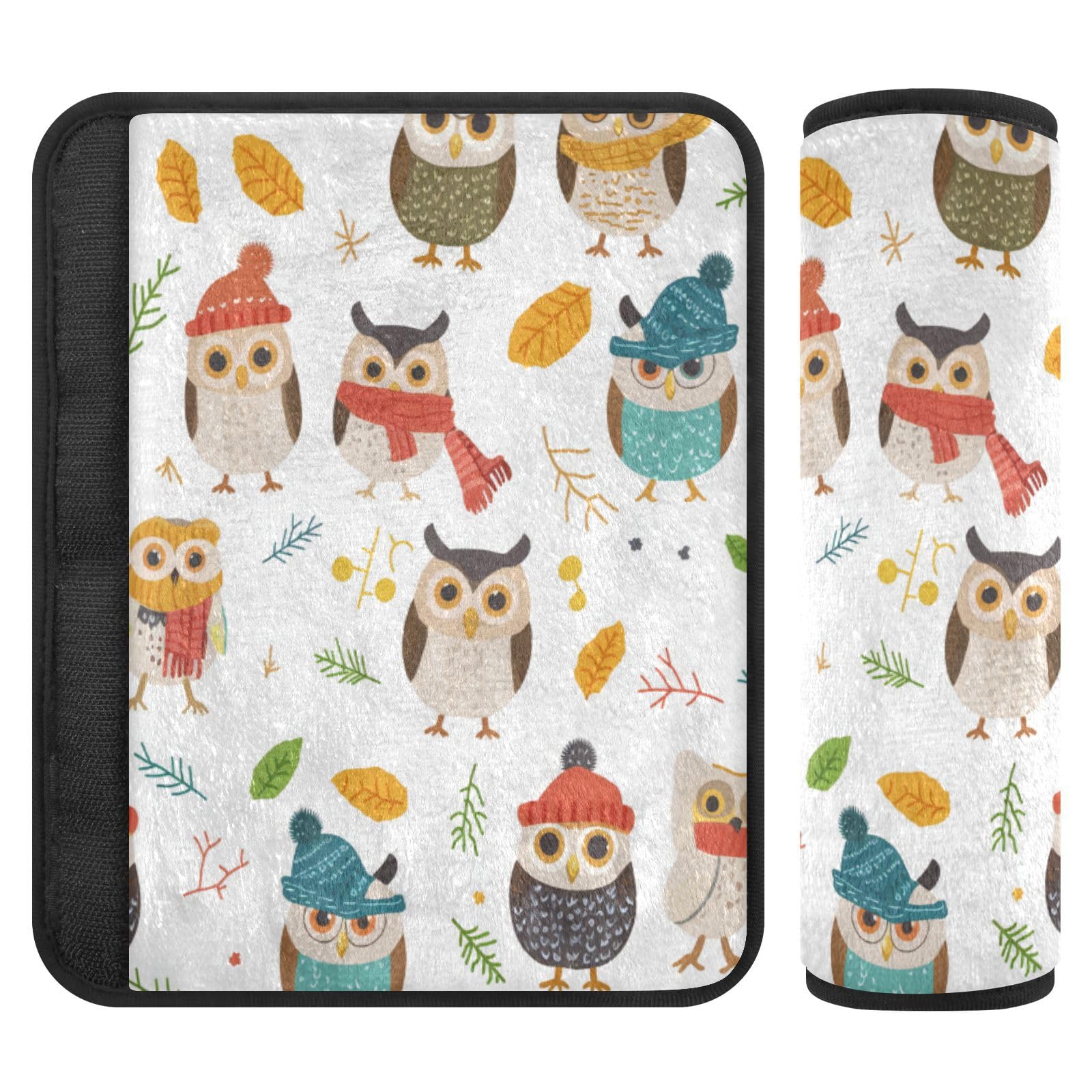 Seat Belt Covers 2 Pack Cute Owls Car Seat Strap Covers Super Soft Car Seat Neck Cover for Boys Girls Adults Babies S