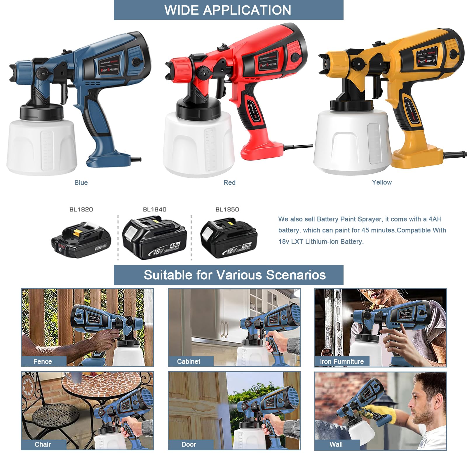 TOPALL Pistola Pintura Electrica,Pistola para Pintar Paredes y Techos,850W 32000PRM 1400ML HVLP Pistola Pintar Electrica Pulverizador de Pintura,con 5 Boquillas y 3 Patrones