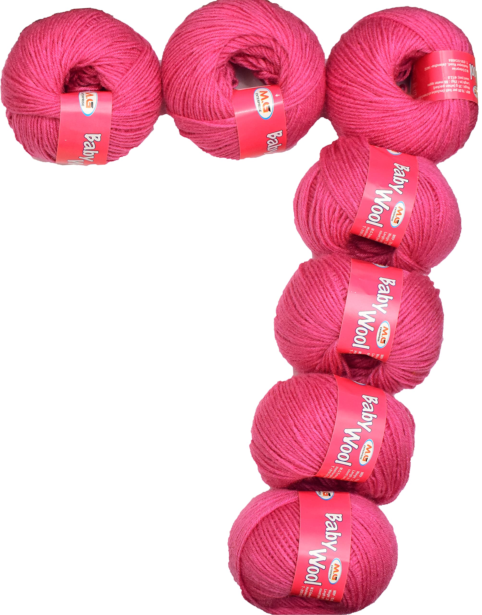 M.G ENTERPRISE 100% Acrylic Wool Gajri 7 Pc Baby Wool 4 ply Wool Ball Hand Knitting Wool/Art Craft Soft Fingering Crochet Hook Yarn-VK Art-GC