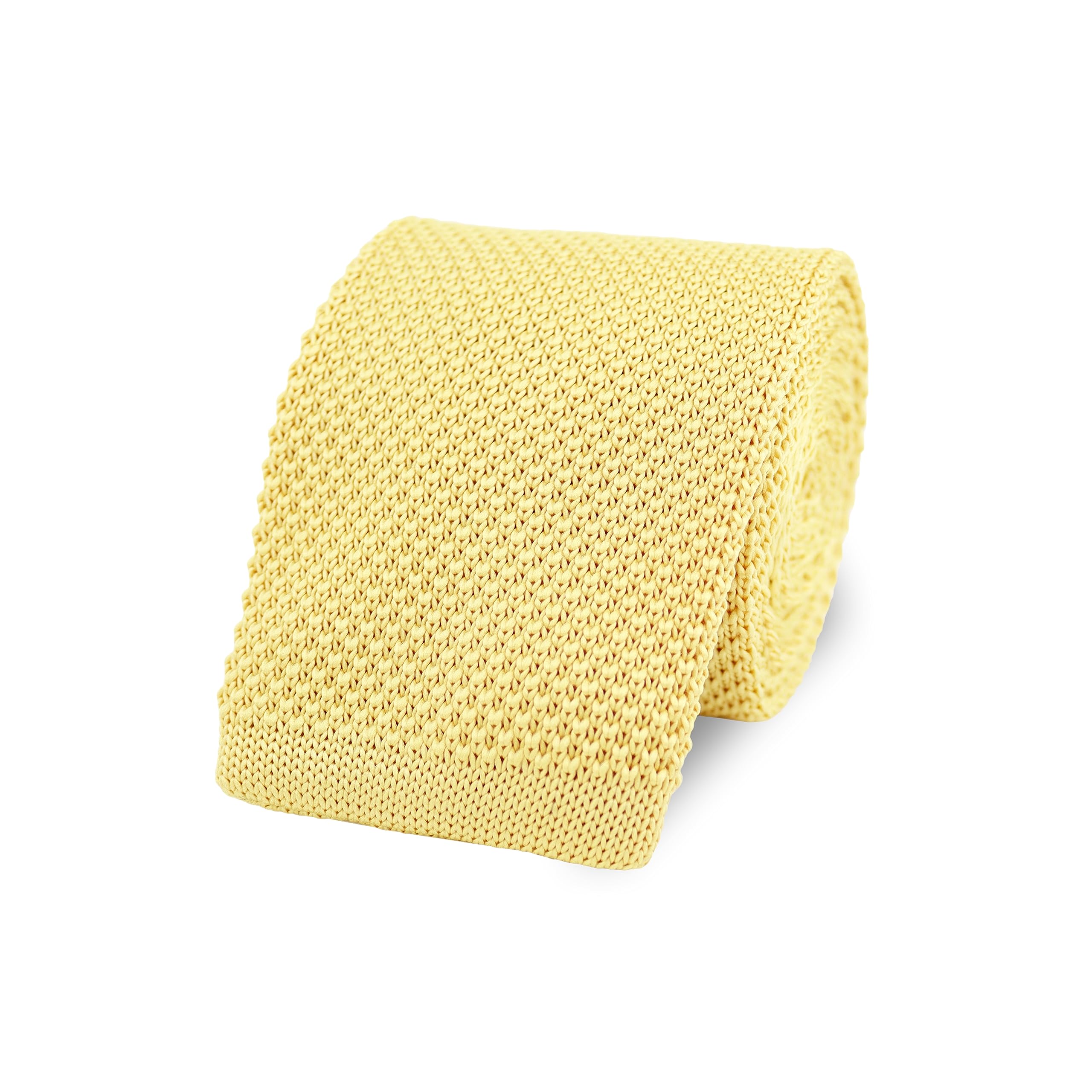 The Gents Lab Men's Pastel Yellow 100% Polyester Square End Knitted Neck Tie (Pastel Yellow)