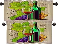 Vista 67 de Shrahala Cenefas de cocina de madera marrón con tablones vintage, panel de media ventana, tratamiento de ventana multicapa de poliéster opaco