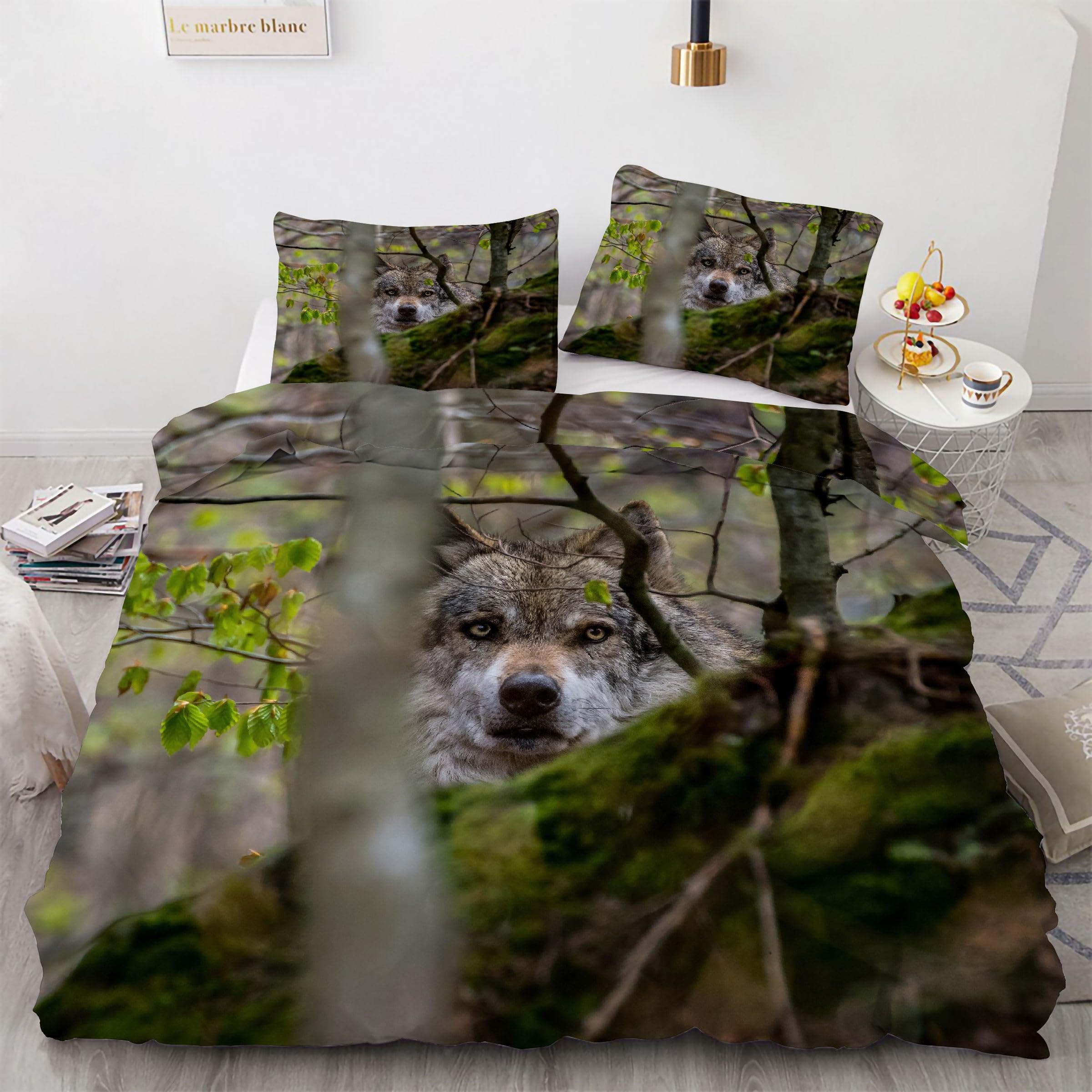 Housse de couette loup 160x200 pour remplacer le linge de lit rêche