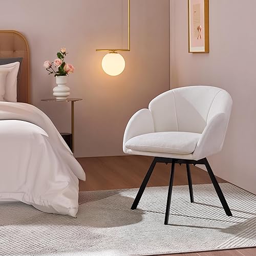 Miniatura 5 de Yaheetech Silla giratoria de chenilla, sillón de felpilla con flores, silla auxiliar con base giratoria de 360 grados y cojín de asiento para sala