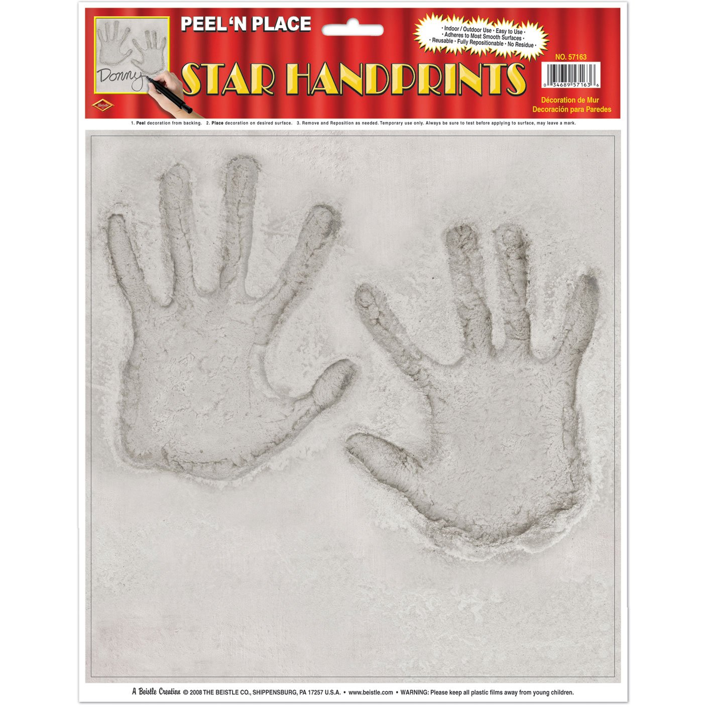Star Handprints Peel 'N Place Party Accessory (1 count) (1/Sh)