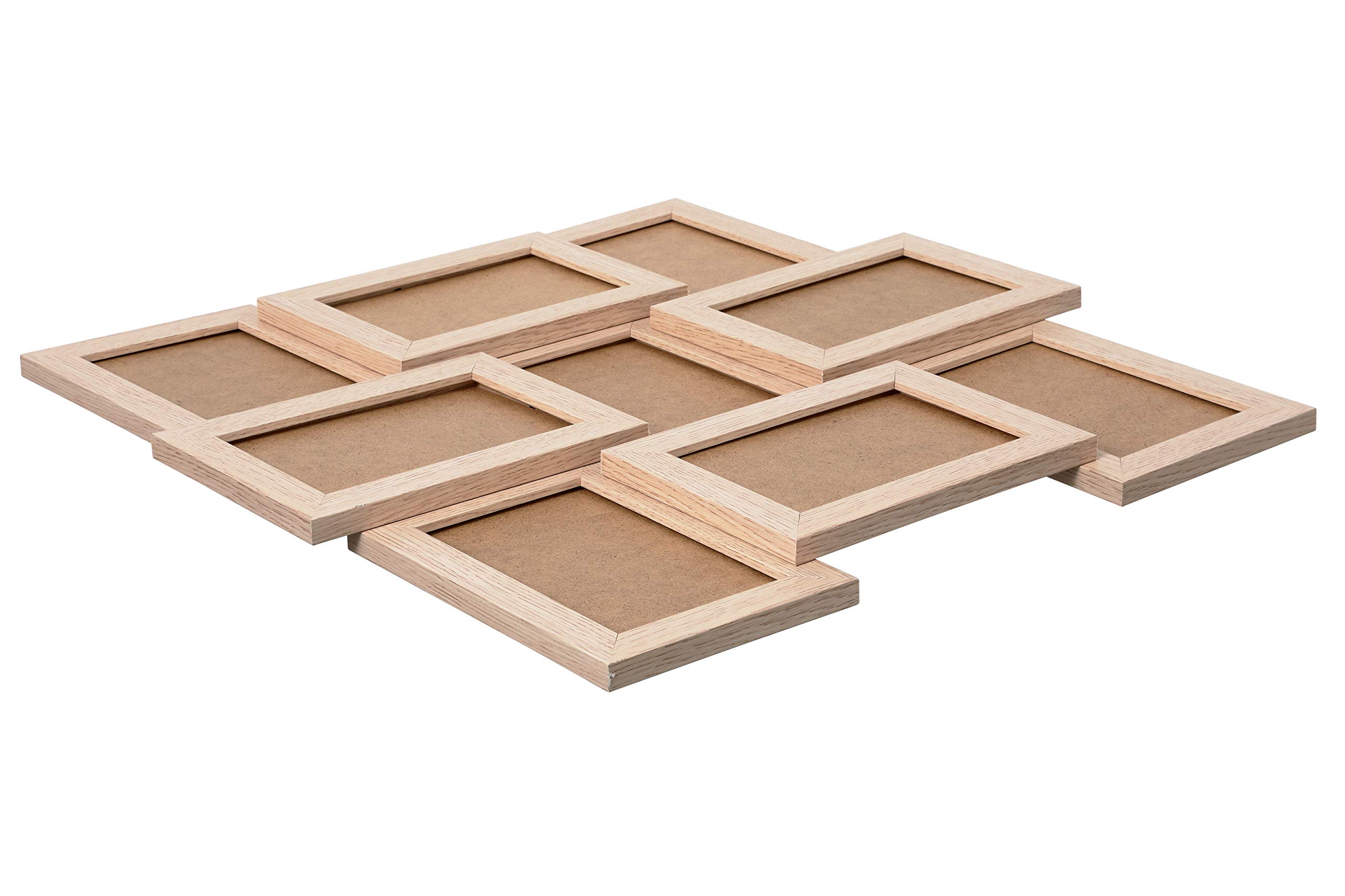 ARPAN MDF-Bilderrahmen für 9 Fotos à 15,2 x 10,2 cm, Holz, Natur, L47cm x W47cm x H2.5cm