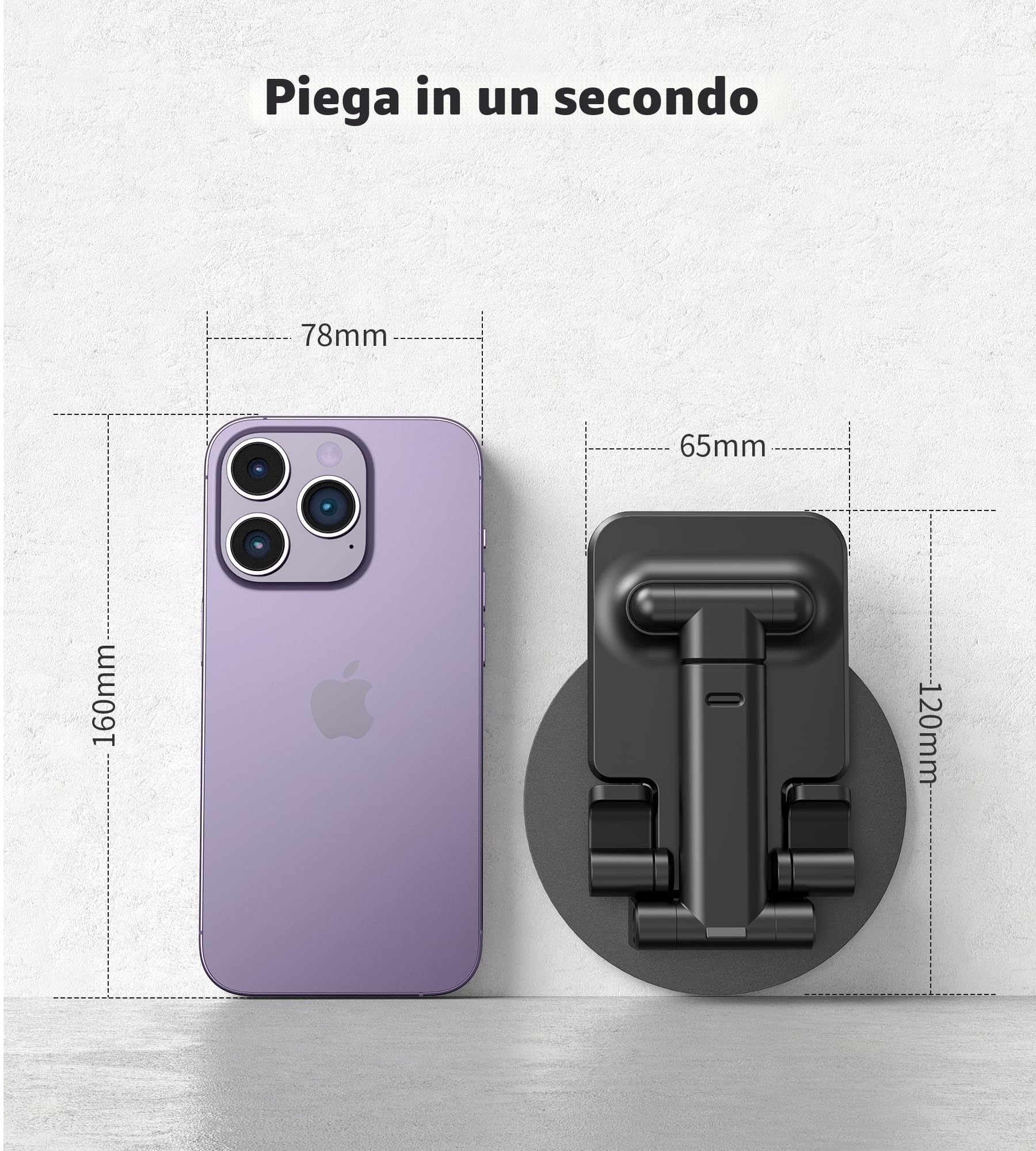 BHHB Supporto Telefono Regolabile, Supporto regolabile per cellulare Pieghevole, Angolo e altezza Supporto telefonico regolabile Compatibile con tutti i telefoni cellulari (Nero)