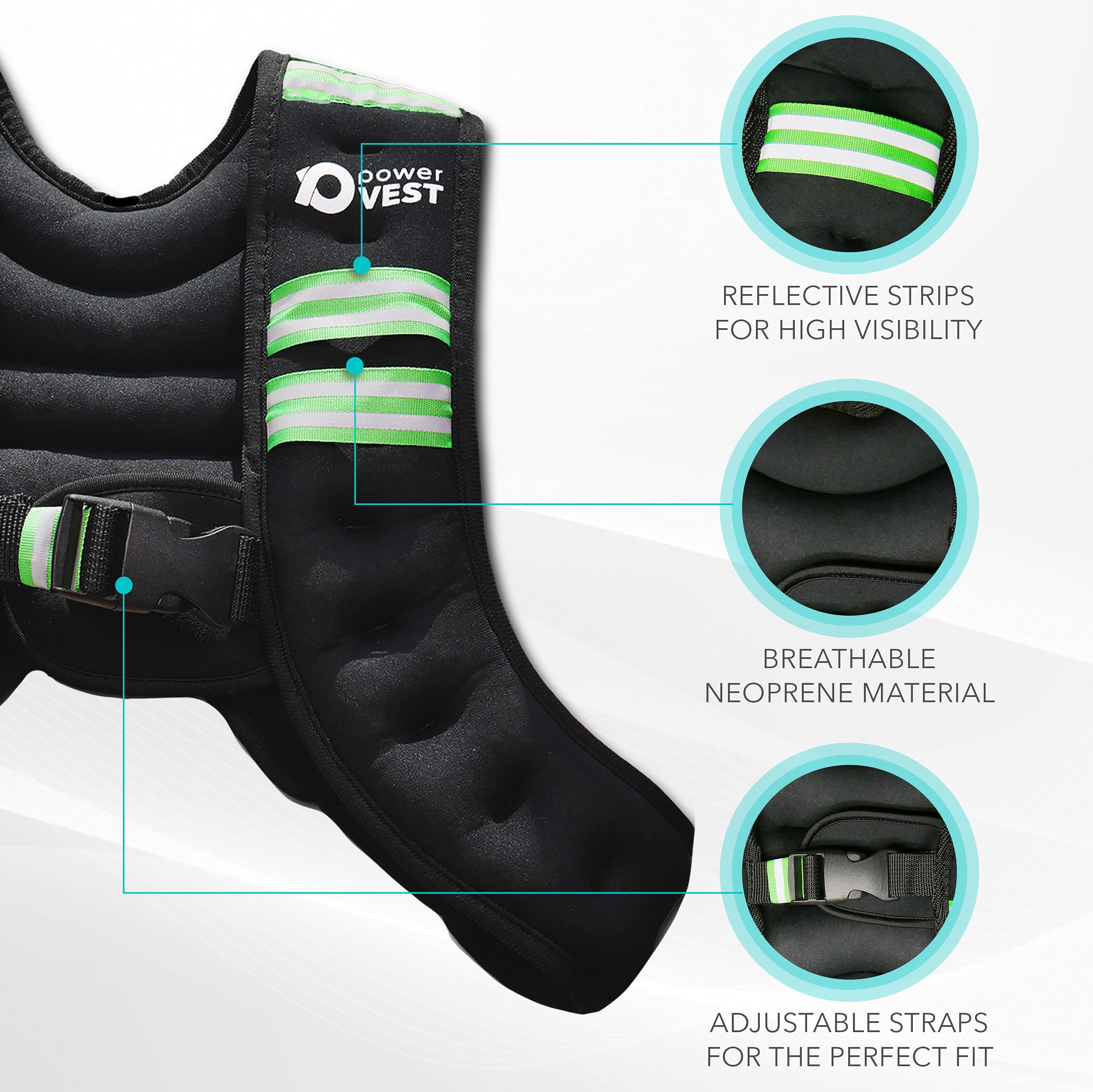 RPM bodybuildvest - verzwaard vest voor cardio, krachttraining, training met lichaamsgewicht, Zweedse gymnastiek, thuisfitness (5 kg - 10 kg) (10 kg
