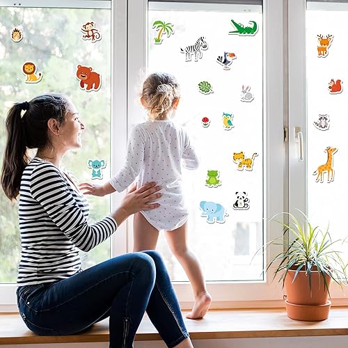 Miniatura 6 de 40 calcomanías de gel grueso de animales de la selva para ventana de safari de invierno, calcomanías de gel para niños pequeños y adultos, hogar,