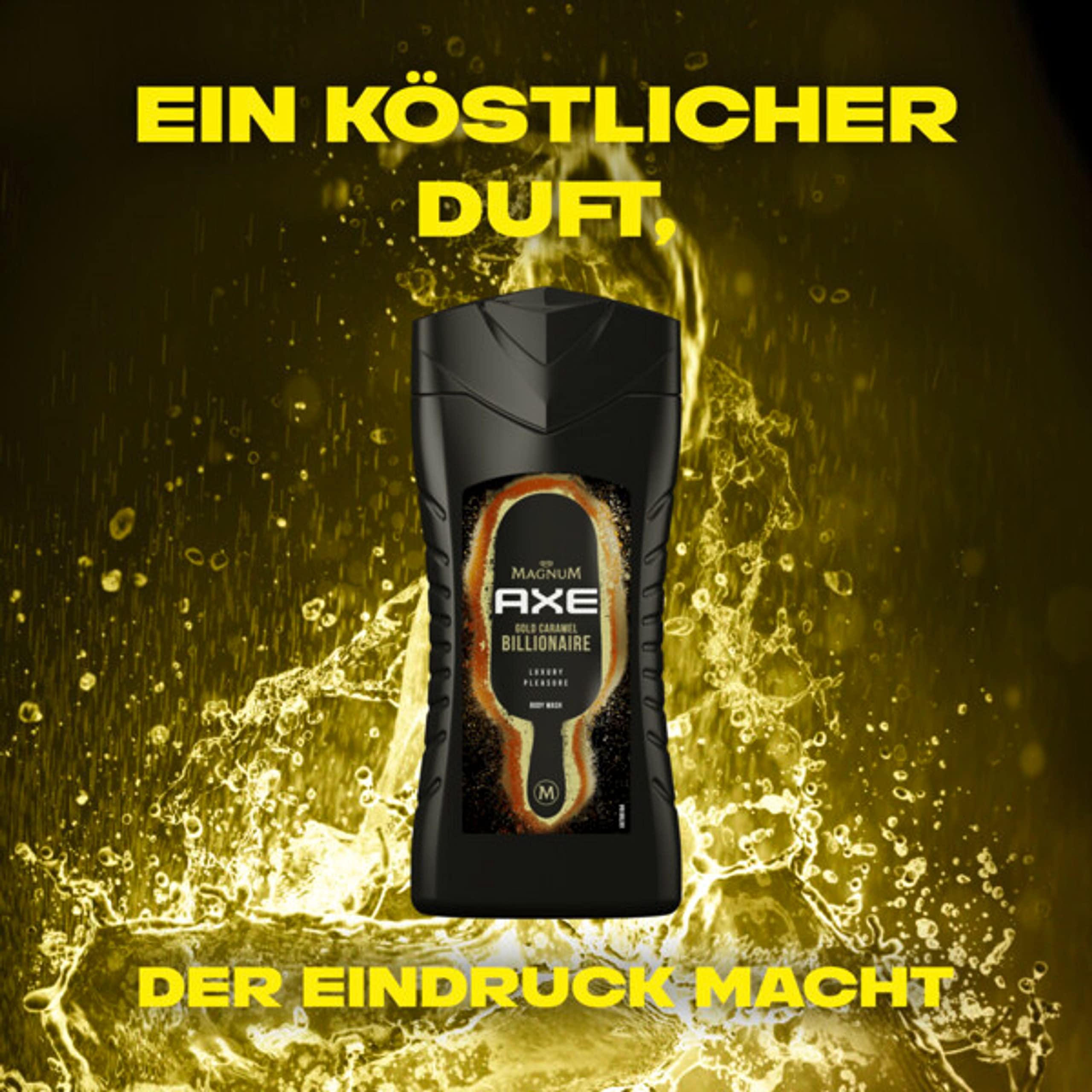 AXE Żel pod prysznic Magnum Gold Caramel Billionaire Limited Edition zapewniający długotrwałą świeżość i zapach, testowany dermatologicznie, 250 ml, 12 sztuk