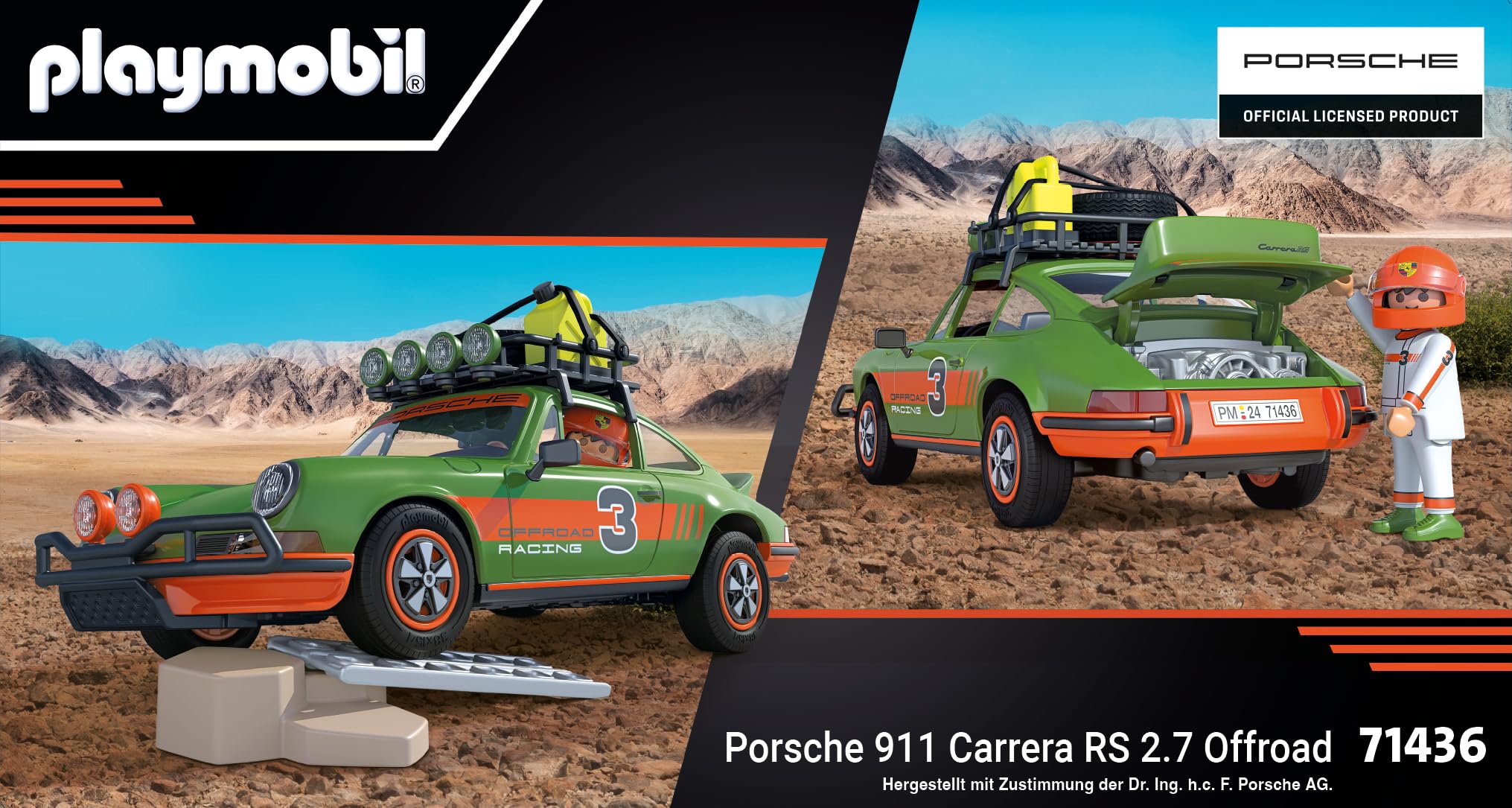 PLAYMOBIL | Porsche 911 Carrera RS 2.7 Offroad | Emocionantes Paseos por Terreno | con Diversas Funciones | Coche Coleccionable Niños a Partir de 5 Años | 71436
