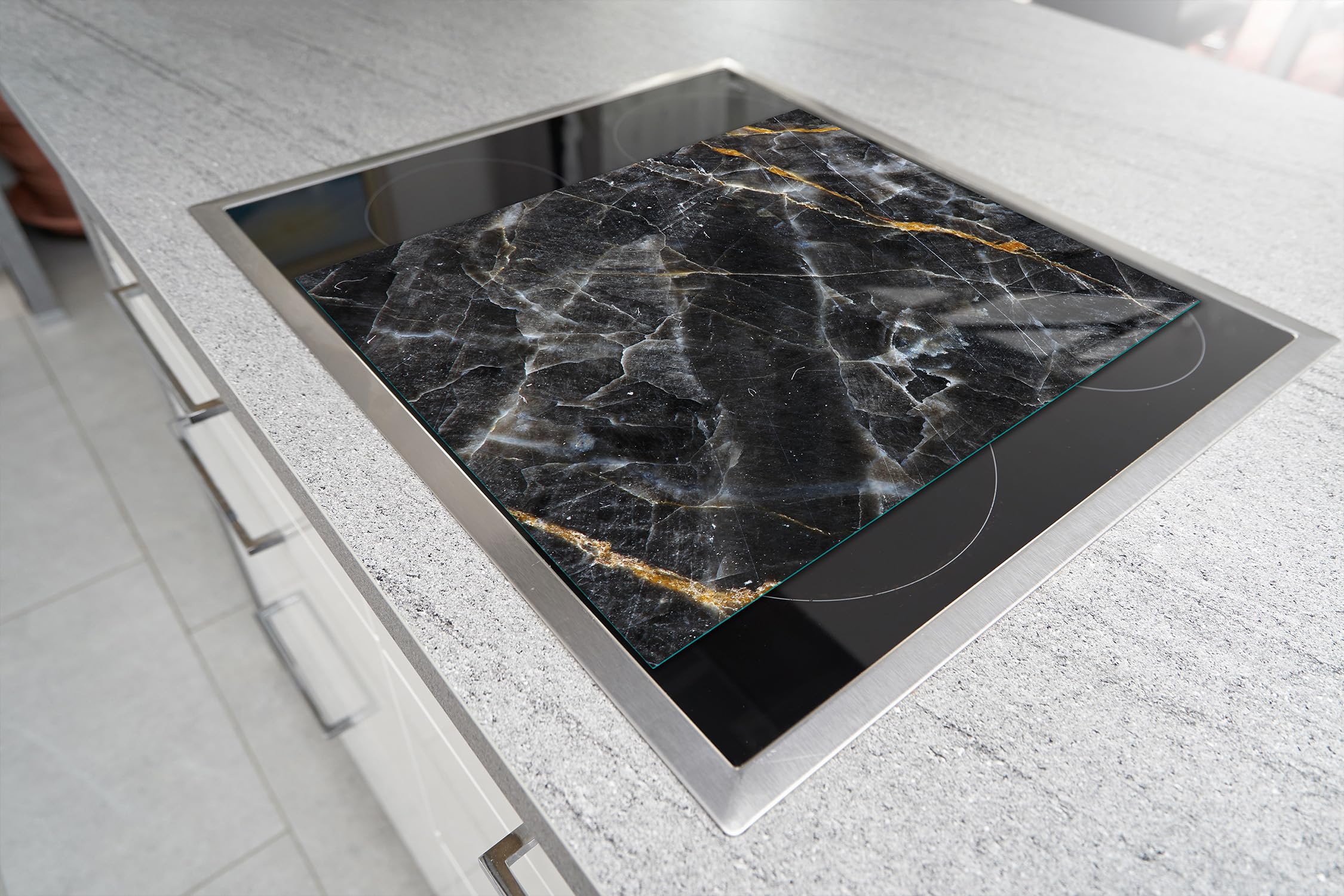 Plaque De Protection Verre 60x52 Cm TMK Jaune Fruits - Anti-éclaboussures Cuisinière Induction
