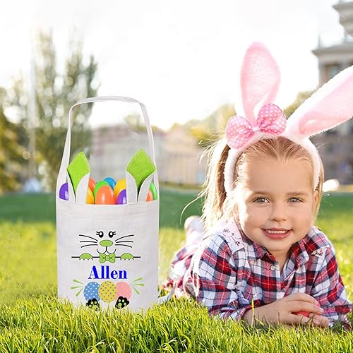 Miniatura 2 de Touber Cestas de Pascua personalizadas para niños, ideas de cesta de conejo de Pascua, regalos de Pascua para cestas de Pascua con nombre, cesta de