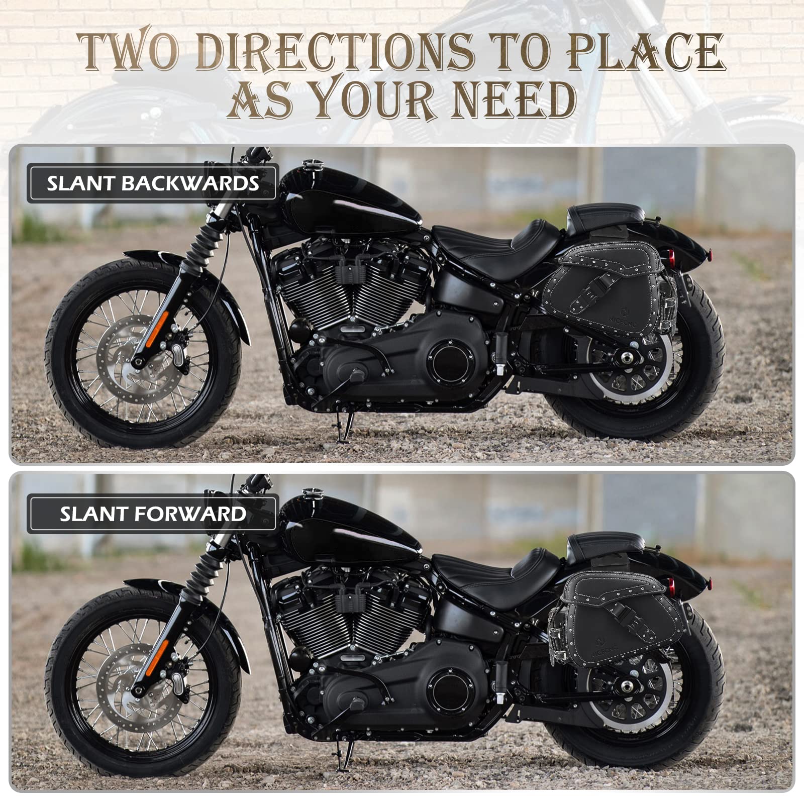 NICECNC 22L Alforjas de Motocicleta de Cuero PU, Bolsas Laterales con Portavasos y Bloqueo, Compatibles con Sportster Softail Dyna Shadow Road King Universal, 2PCS
