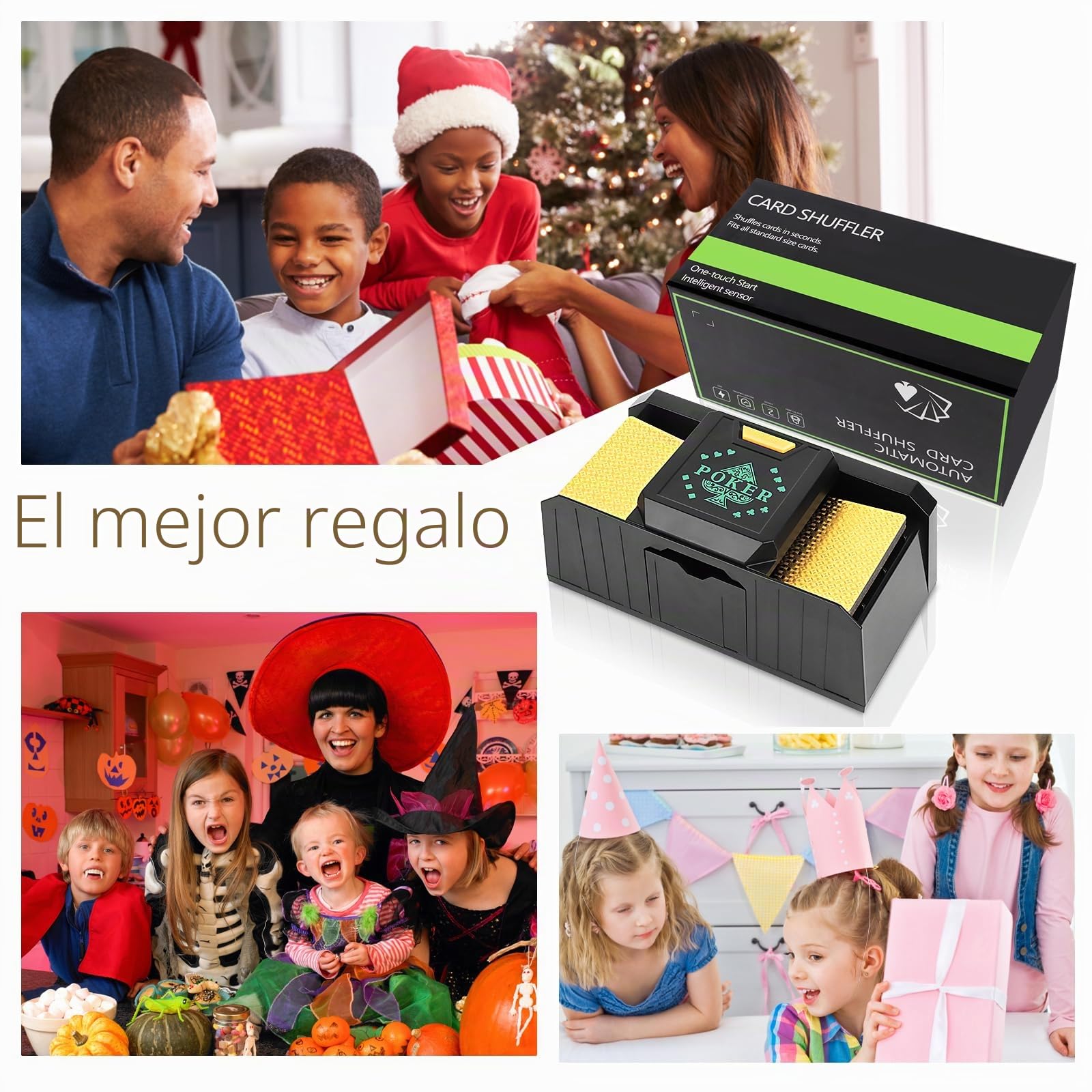 Barajador de Cartas Eléctrico, MXTIMWAN Barajador Automático de Cartas de 1 a 2 Barajas, a Pilas Máquina Barajadora de Cartas, para Jugar al Póquer, Texas Hold Em, Blackjack