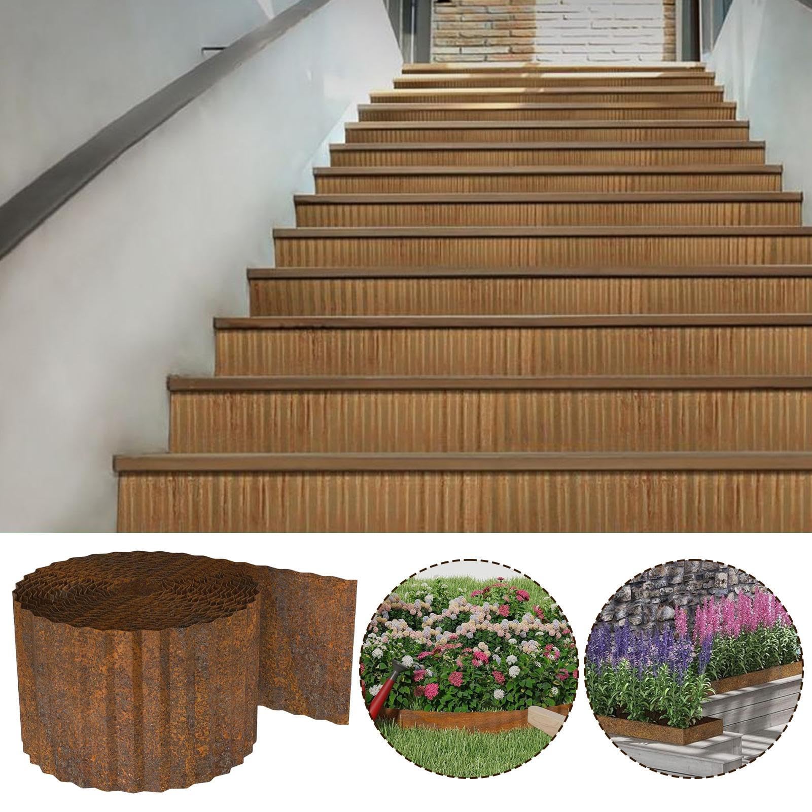 Bordure d'aménagement paysager – Bordure de pelouse, Design ondulé de 10 m, clôtures métalliques Flexibles, Protection Murale de terrasse, de Gravier, barrière de Jardin pour Piscine extérieure