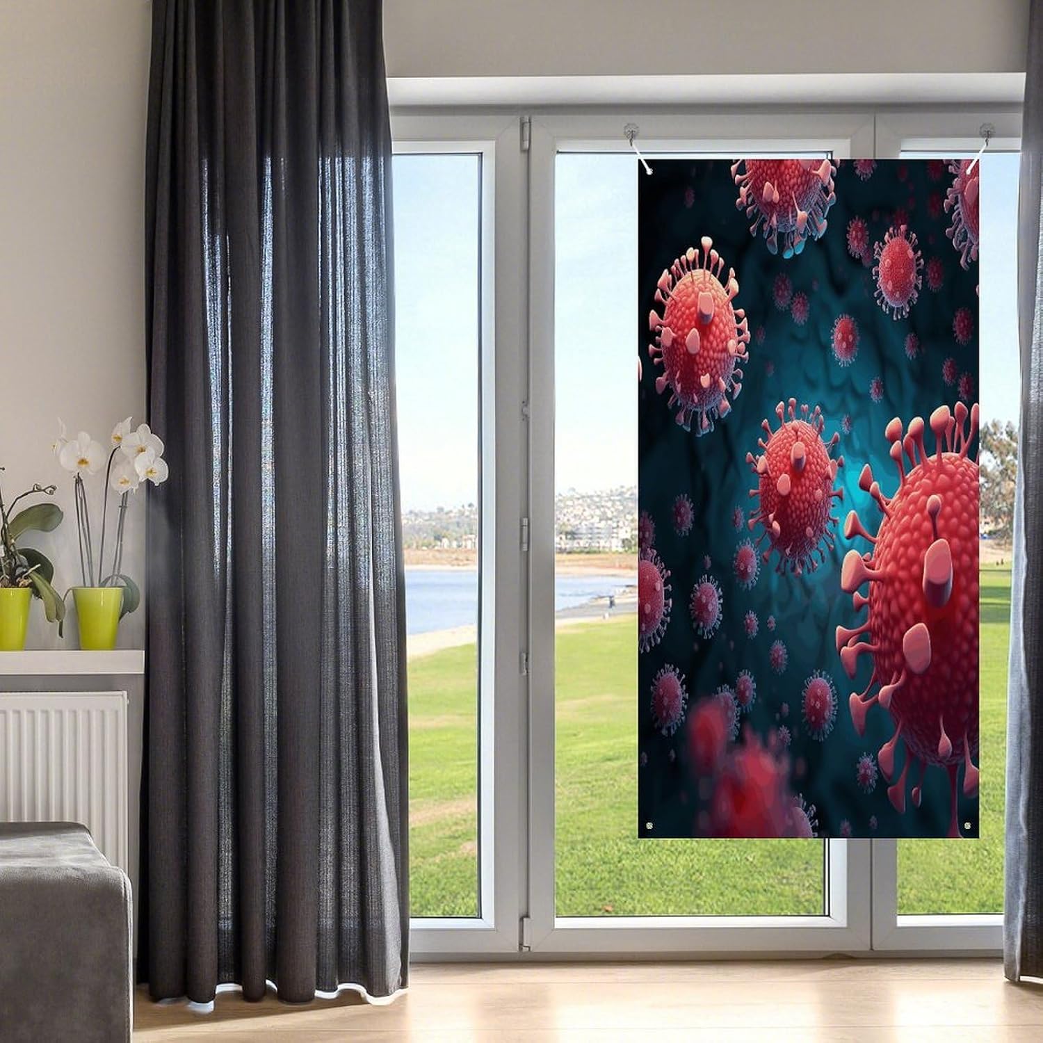 Full of Dark Cartoons+ French Door Curtains for Doorway.Blackout Curtain - Blackout Privacy Sidelight Door Window Drapes.Door Streamers 1 Panel with Tieback Light Thermal Curtains.