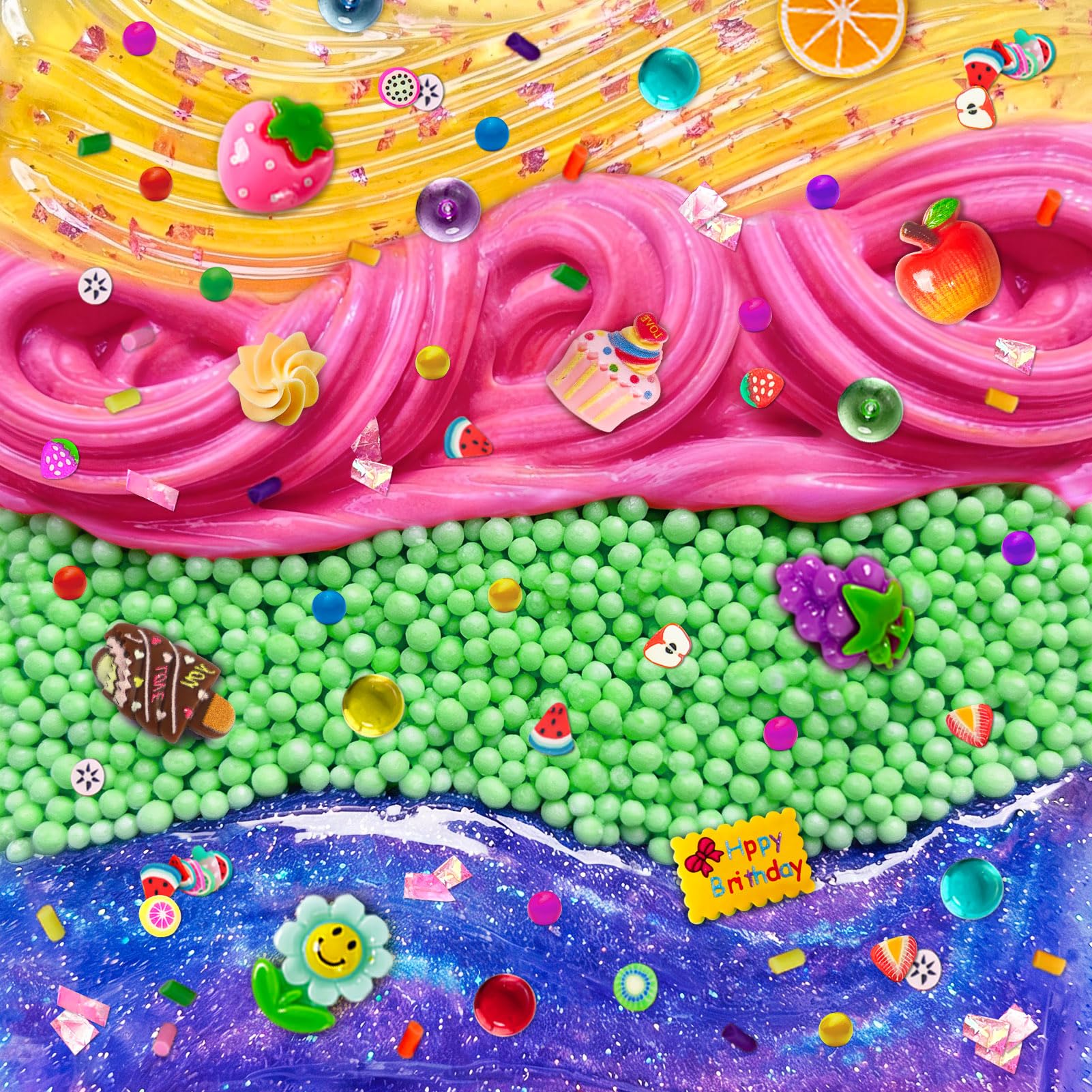Kit de Slime 32 Pièces pour Filles et Garçons - Slime Prêt à l'emploi pour Enfants, Ensemble DIY pour Fêtes avec 4 Types de Slime Clear, Butter, Galaxy, Foam, Ajouts, Cadeaux pour Âges 3 à 12