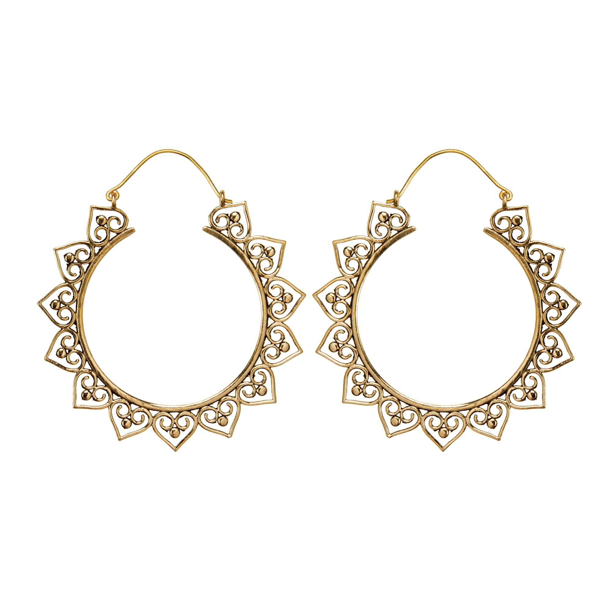 Boucles D'oreilles Créoles Laiton Argenté 81stgeneration - Neuf Avec étiquettes - Style Dotwork