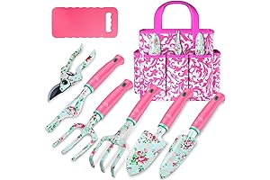 WANCHI 8-Piece Rose Red Floral Garden Tool Set