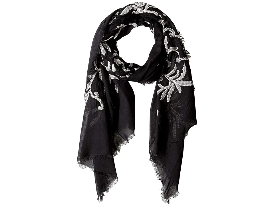 

BCBGMAXAZRIA Soft Wash Embroidery Wrap (Black) Scarves