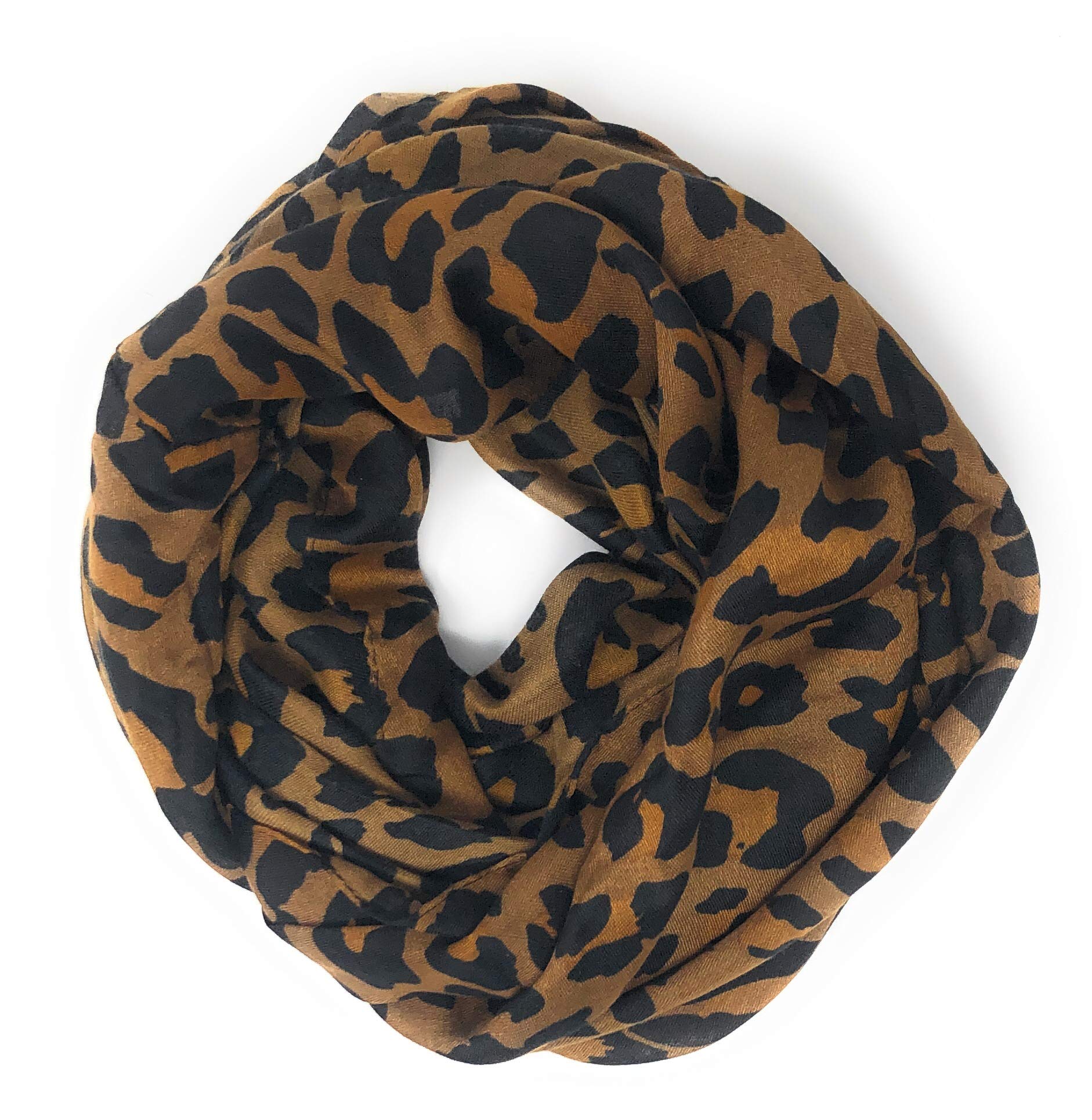 Nickanny's Premium Soft Brown Animal Leopard Print Sheer Infinity Loop Scarf