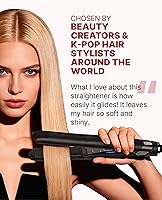 Vista 3 de GLAMPALM Plancha de pelo 1" de cerámica con placas vibratorias, herramienta profesional de salón No. 1 de Corea con cable giratorio 3D y voltaje