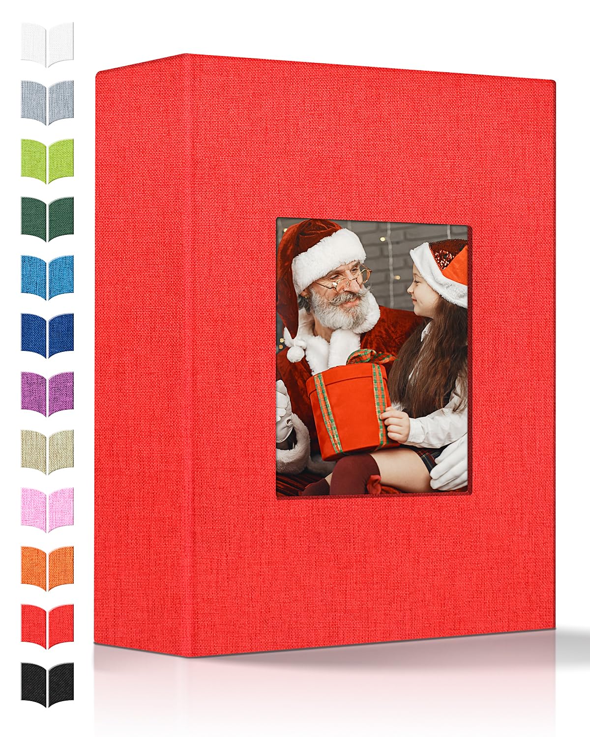 Artfeel Album na zdjęcia, 10 x 15 cm, z 100 kieszeniami, lniana okładka, książka pamiątkowa z okienkiem przednim, białe strony, pionowa fotoksiążka na wesele, dla rodziny, na rocznicę, dla dziecka