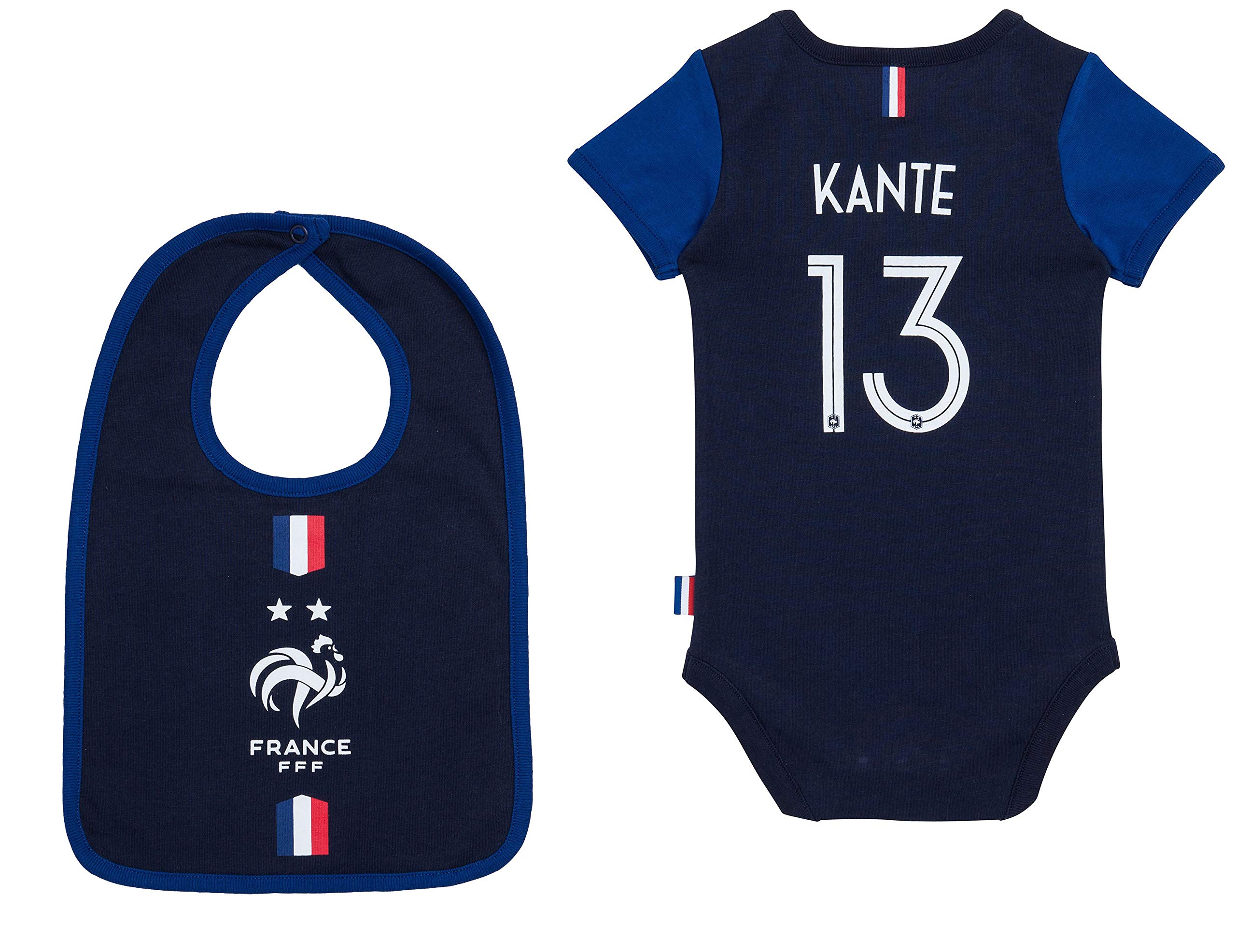 Equipe de FRANCE de football Body + Bavoir FFF bébé N'Golo KANTE - Collection Officielle
