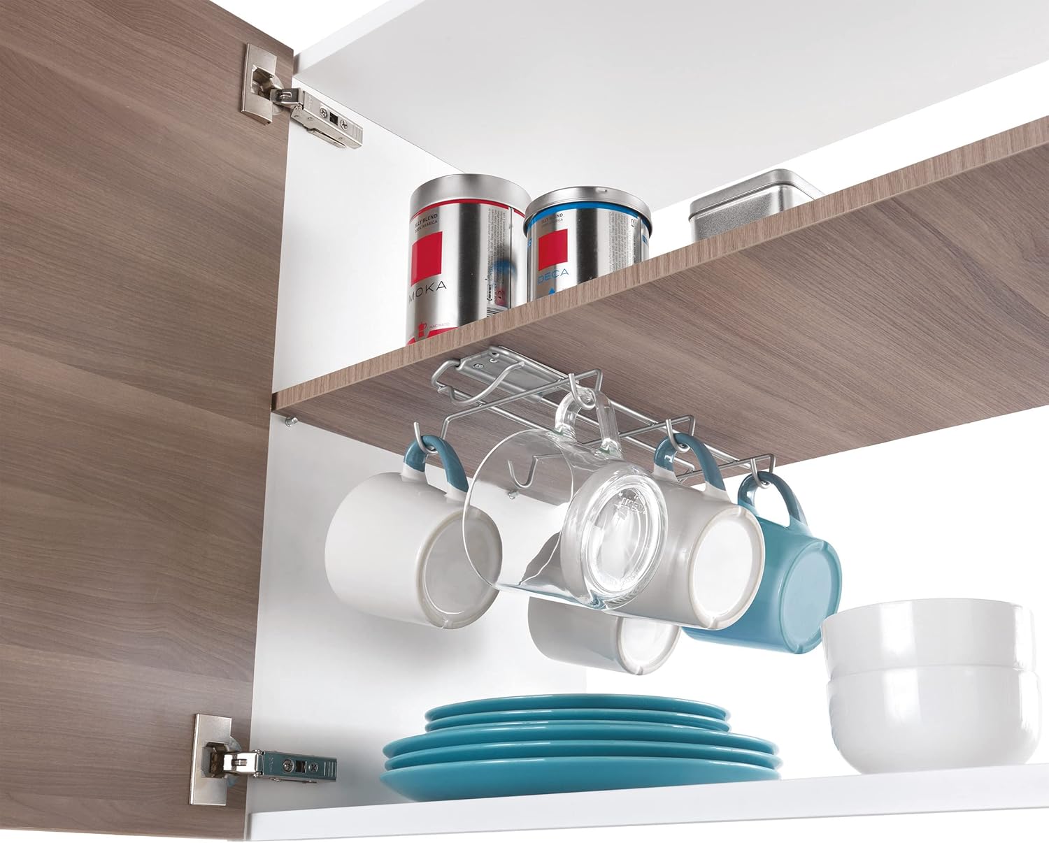 Metaltex Sliding Cup Holder, Metallic Grey, 14 x 28 x 5 cm