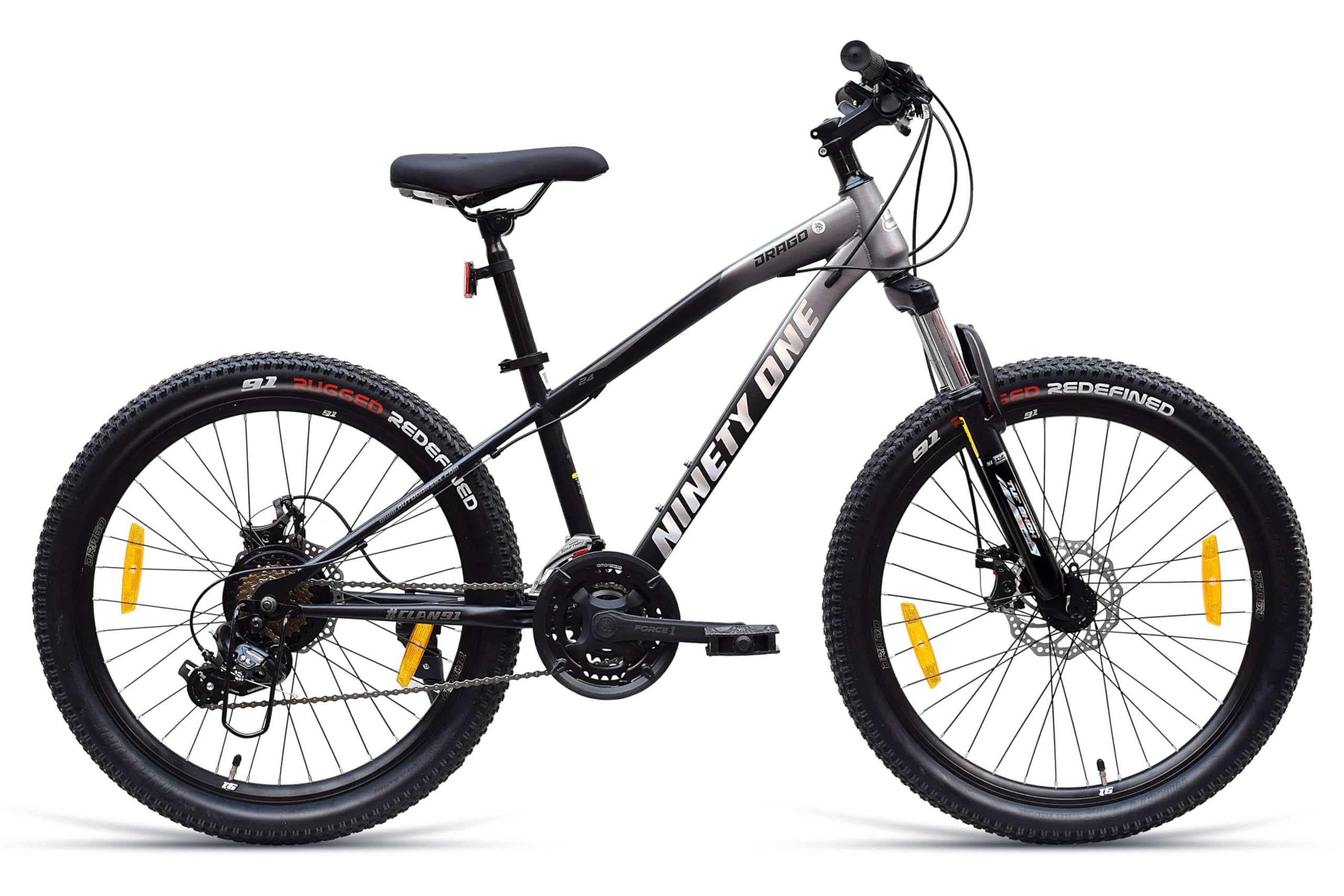 Ninety ONE Drago Mountain Cycle 24T Multi Speed - Black Gray 9 to 15 Years Kids (B0D2917PP4) Amazon Price History, Amazon Price Tracker