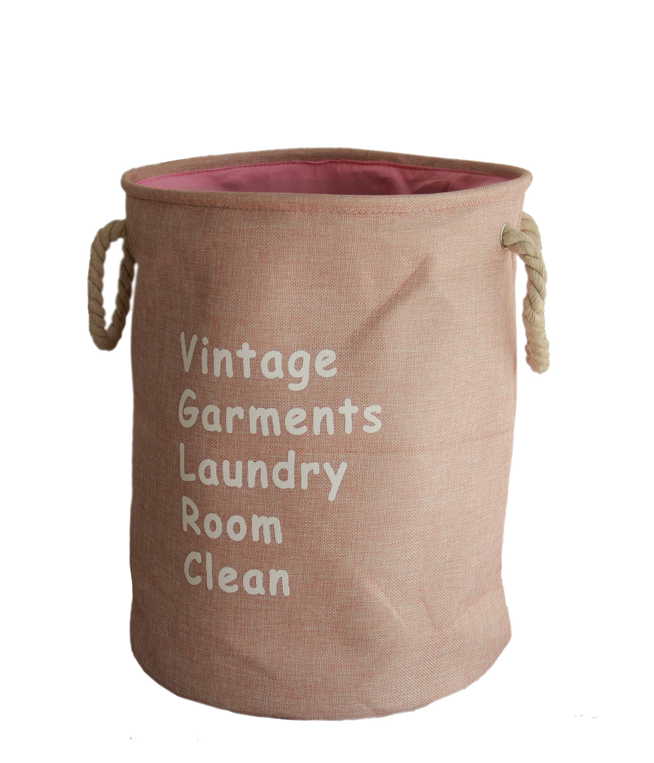 Laundry Baskets with Handles Linen Hampers for Bedroom Foldable Laundry Hamper for Toys Clothing Organization (Pink)