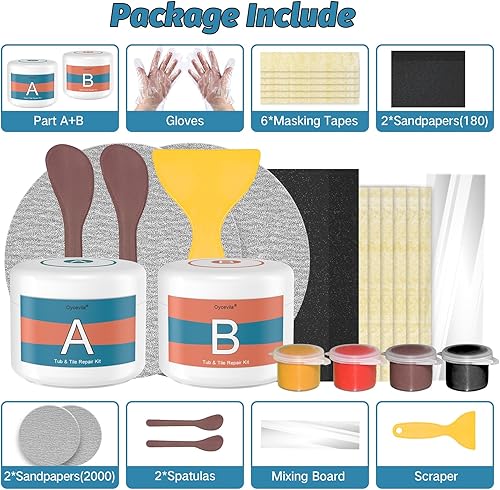 Miniatura 3 de Kit de reparación de granito y kit de reparación de mármol (combinación de color) - Kit de reparación de chips de cuarzo de 3.7 onzas con súper