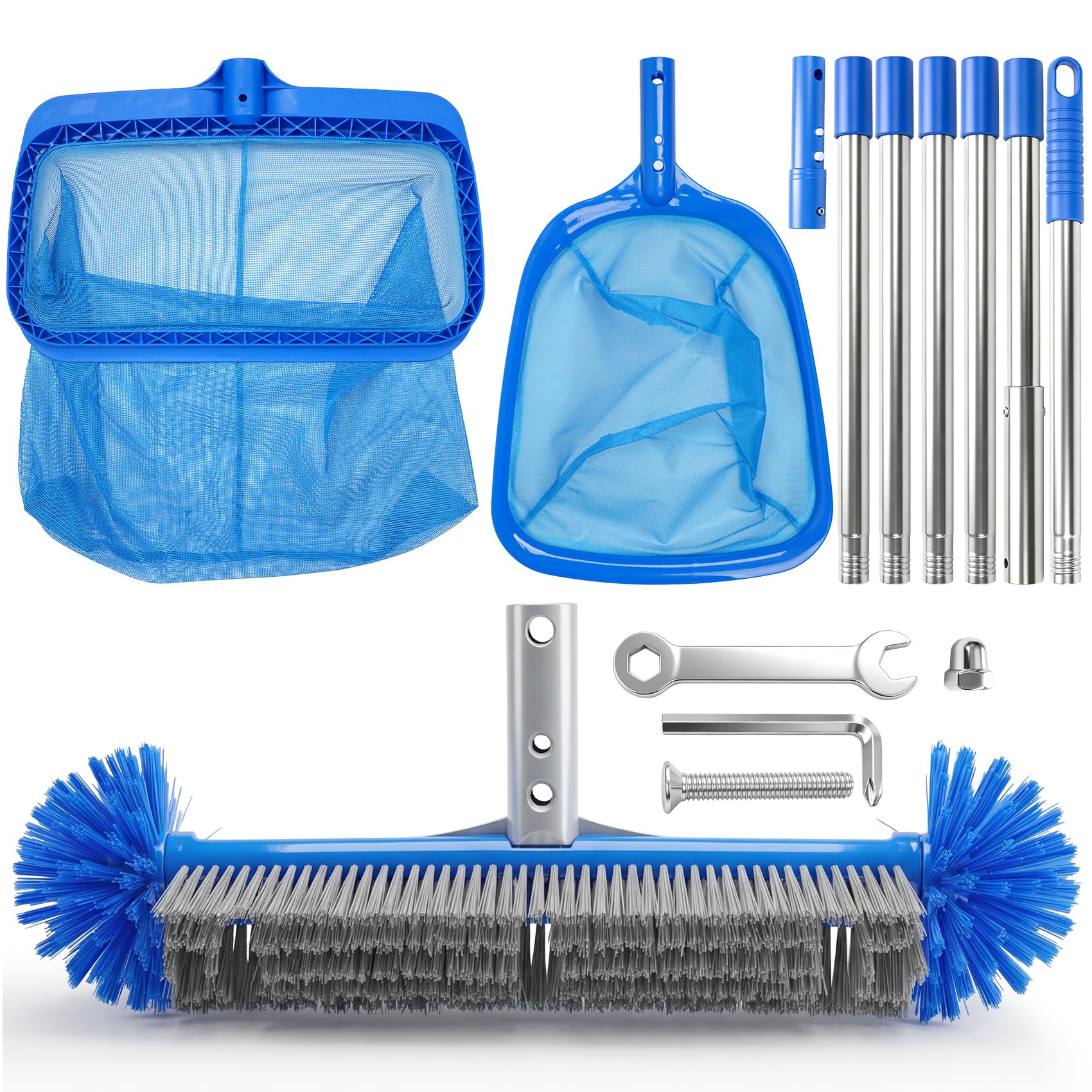 Photo 1 of Pool Cleaning Kit with Telescopic Pole, Pool Net with Pole & Dual Skimmers – Premium Pool Accessories for Inground Pools