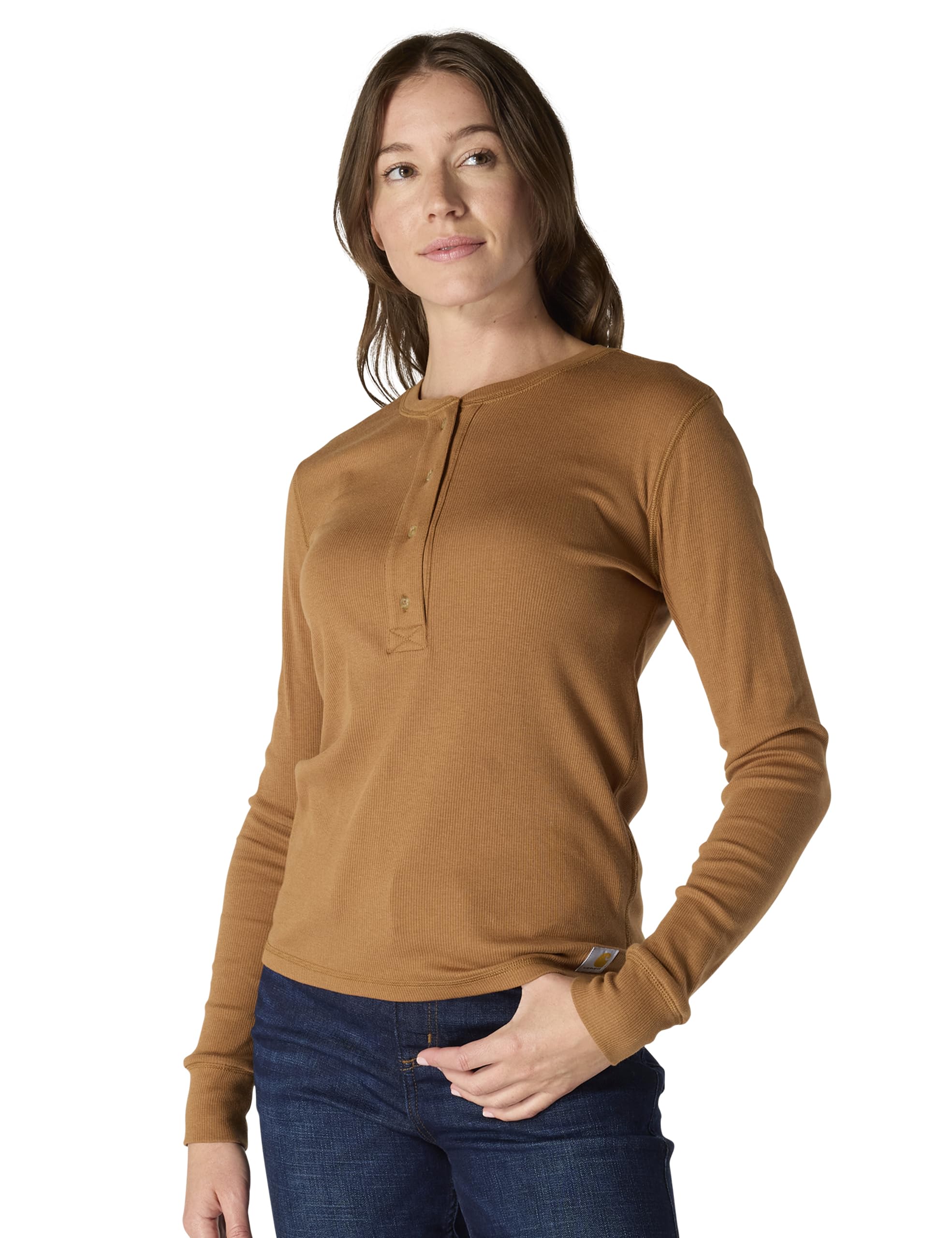 Carhartt Women's TENCEL Fiber Series Relaxed Fit Long-Sleeve Ribbed Henley