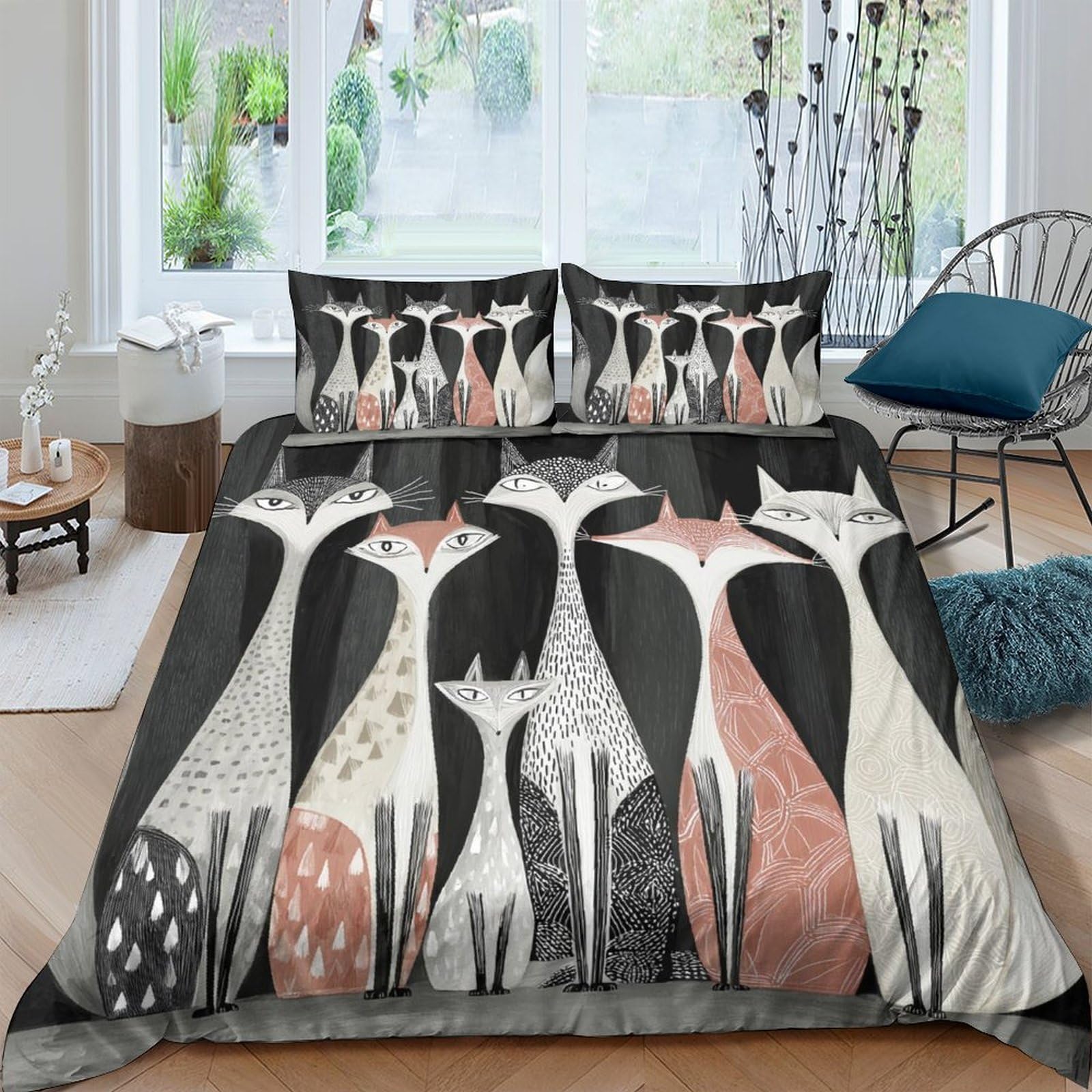 Ctjqhvkz Style-3 3D Printed Abstract Cat Fitted Sheet Microfiber Soft Breathable Artistic Animal Bed Cover For Bedroom Dorm Mattress Protection Decor Single（135X200cm）
