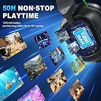 Vista 6 de 2.4GHz Wireless Gaming Headset for PS5/4, PC, Low-Latency Bluetooth Gaming Headphones with Stereo Sound, Noise Canceling Mic, Lunar Black