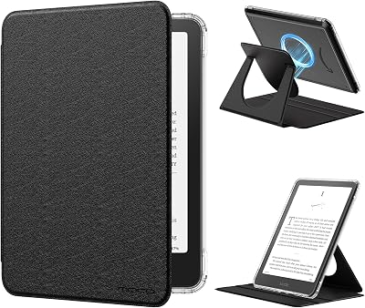 MoKo 360°Rotating Case for 7" Kindle Paperwhite 12th Gen/Colorsoft, Black