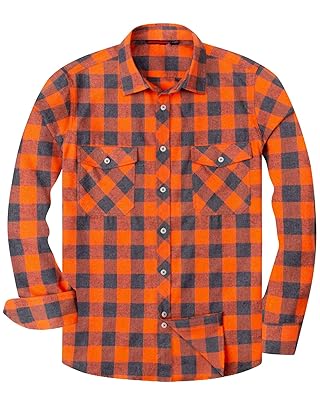 Alimens & Gentle Men's Button Down Regular Fit Long Sleeve Plaid Flannel Casual Shirts