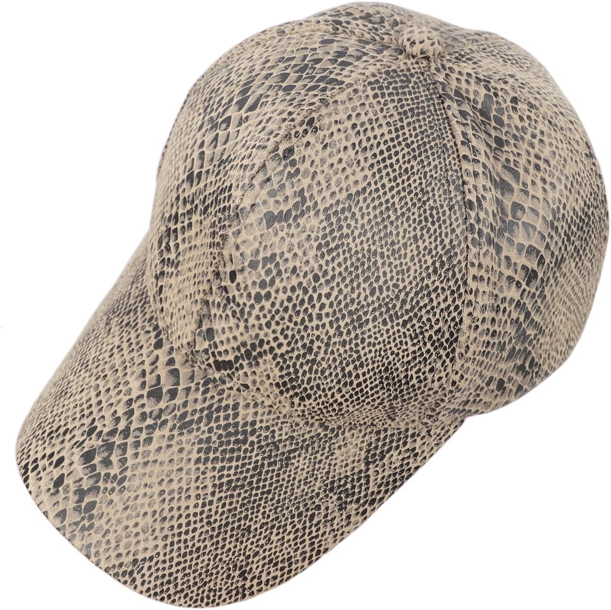 Baseball Cap Snakeskin Print Leather Sun Hat Outdoor Casual Flat Brim Trucker Hat Baseball Cap for Women Men