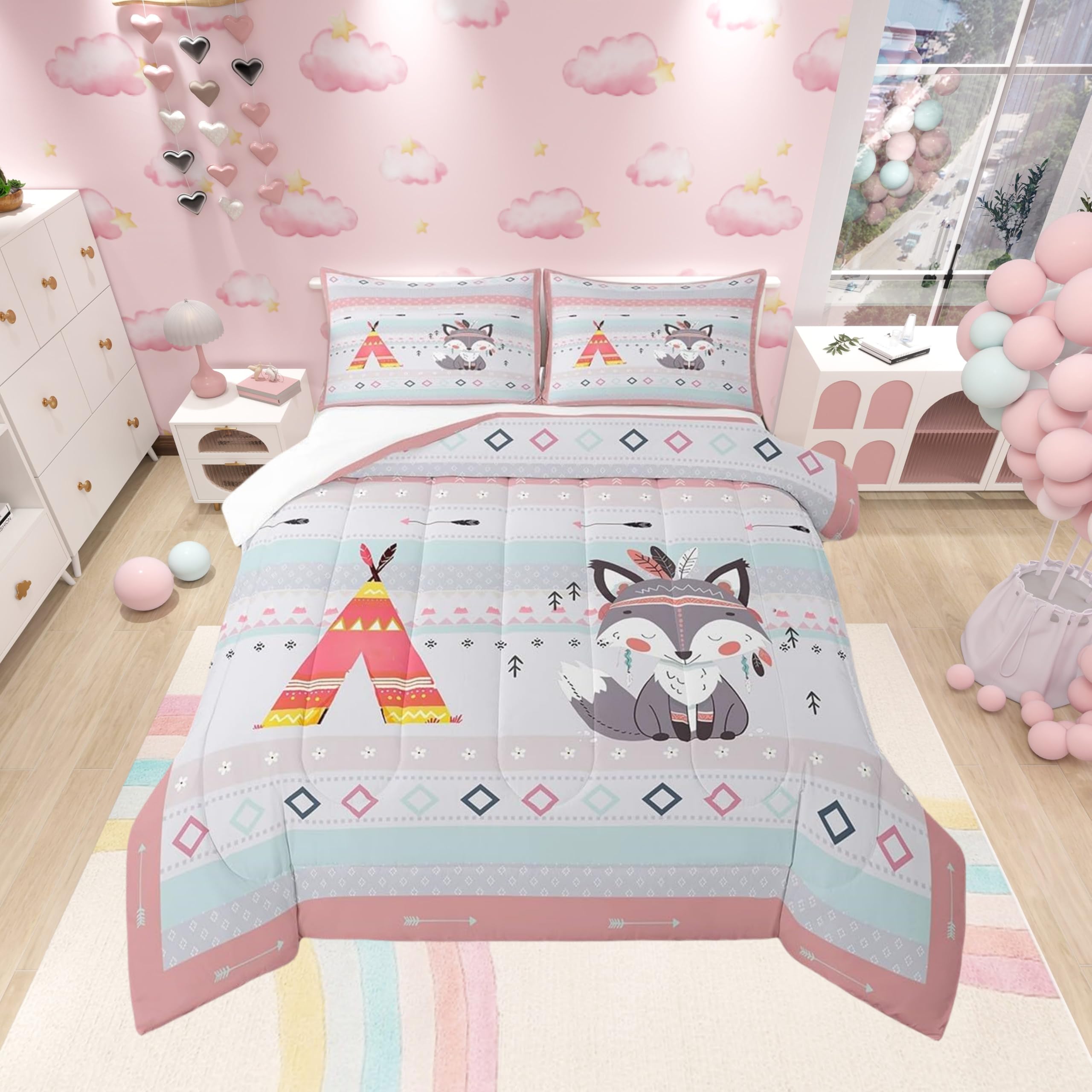 Cute Castle Fairy Comforter Set - Pink Bow Bedding -7 Cute Castle Fairy Comforter Set - Pink Bow Bedding -7