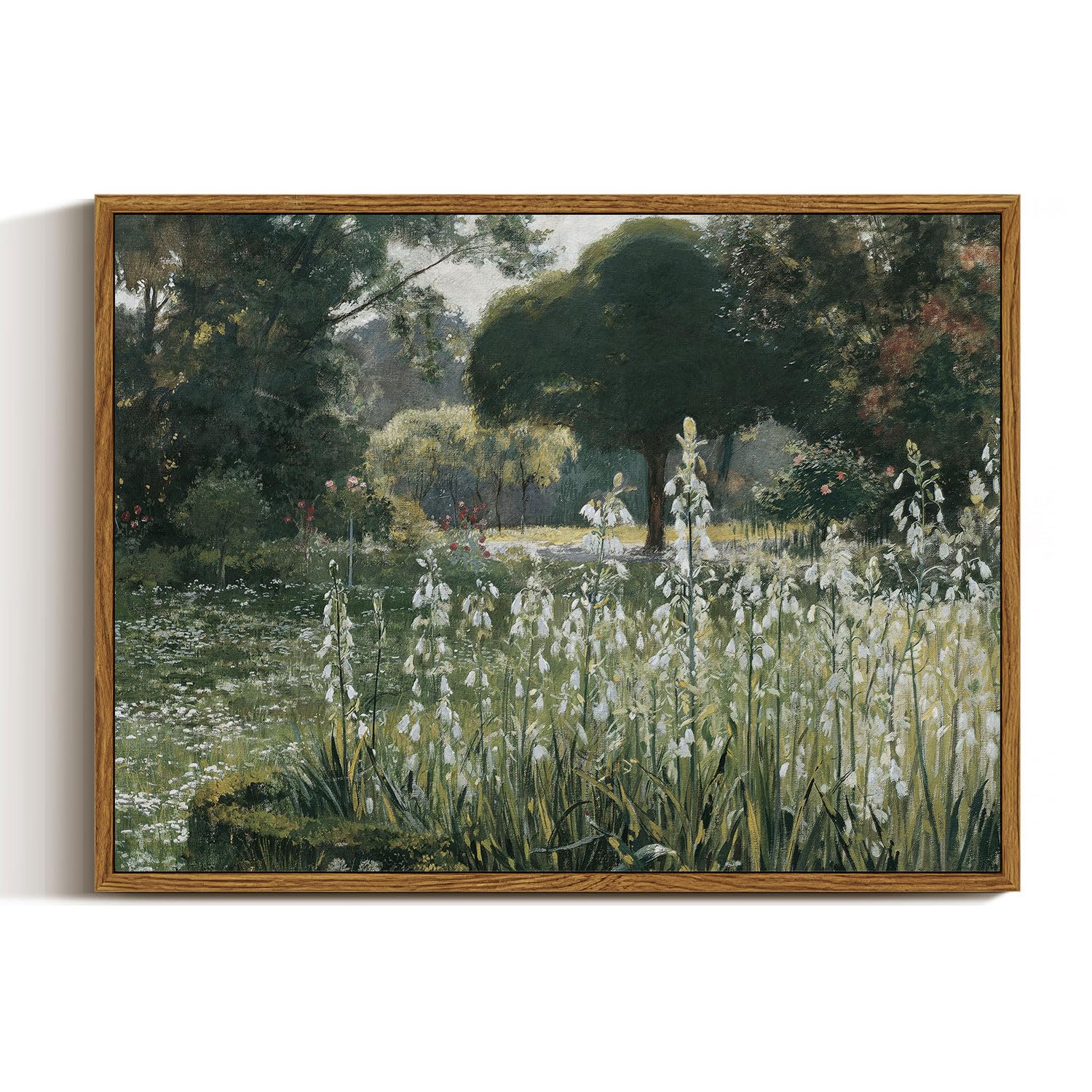 InSimSea Framed Canvas Wall Art Vintage Decor Landscape Wall Art Summer Hyacinths Vintage Paintings Prints Flower Pictures for