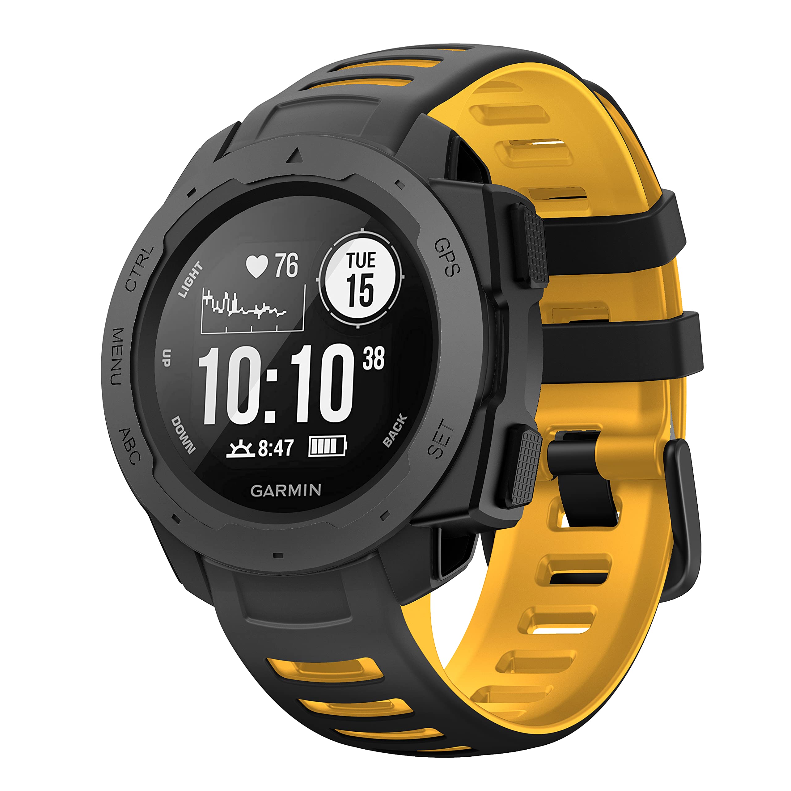 NotoCity for Garmin Instinct Band Silicone Replacement Watch Band Compatible with Garmin Instinct 2/ Solar/Tactical(black-yellow)