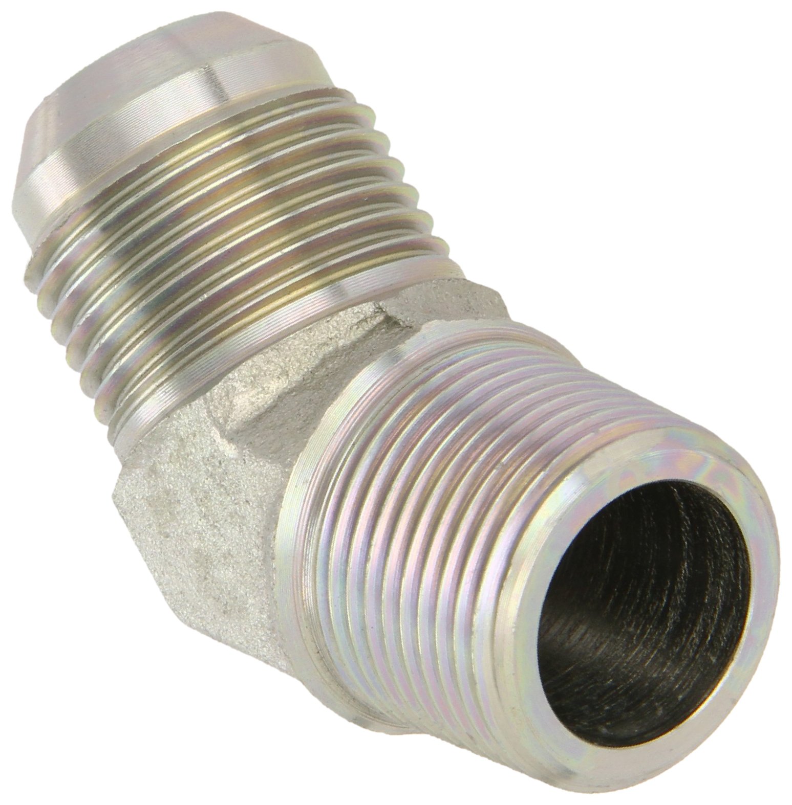 Eaton Aeroquip 2023-12-12S 45 Degree Male Elbow, JIC 37 Degree & NPT End Types, Carbon Steel, 3/4 JIC(m) x 3/4 NPT(m) End Size, 3/4