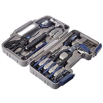 Amazon Brand - Solimo Plastic Household Tool Set (Dark Blue, 38-Pieces) - image, photos